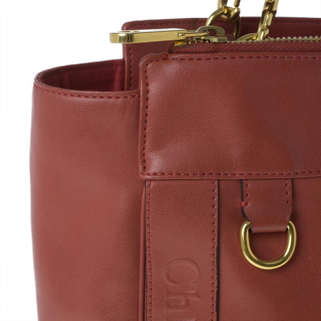 Chloe Red Leather Shopping Tote 2