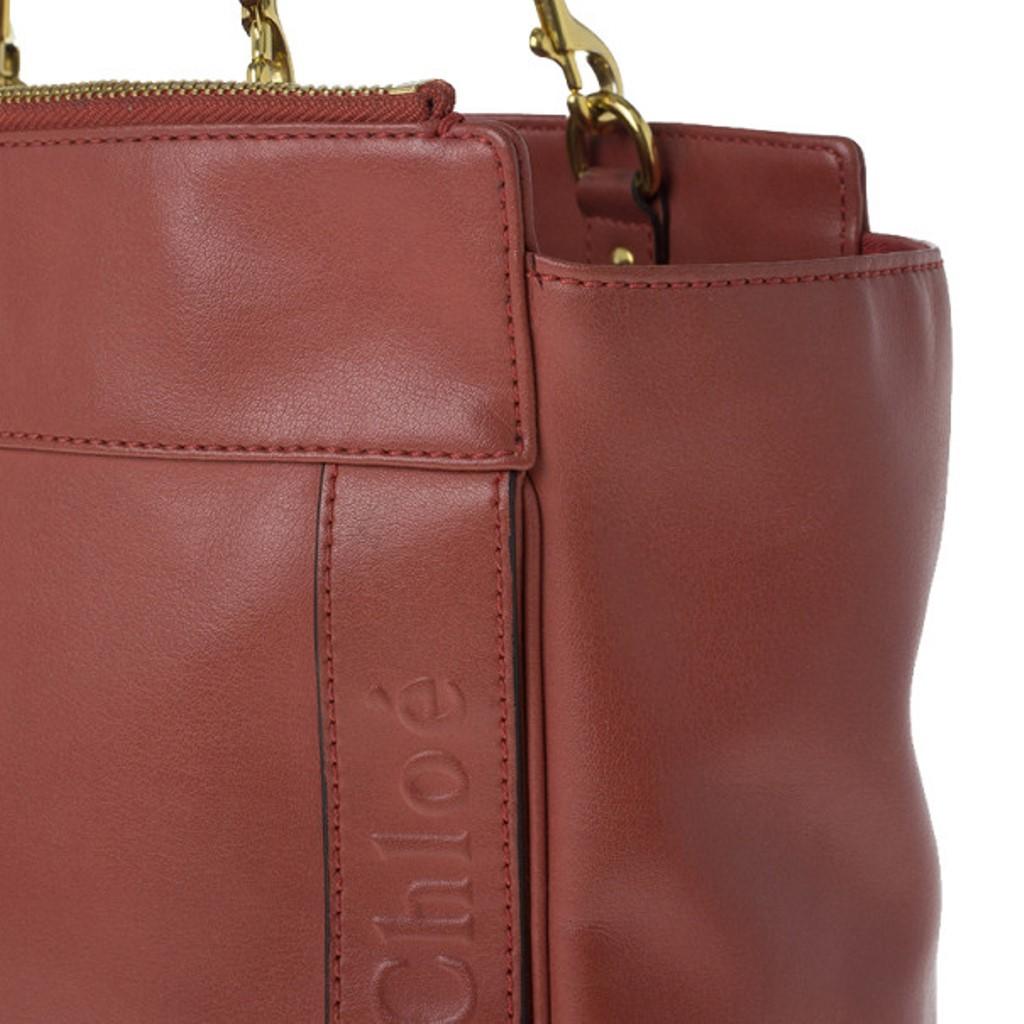 Chloe Red Leather Shopping Tote 3