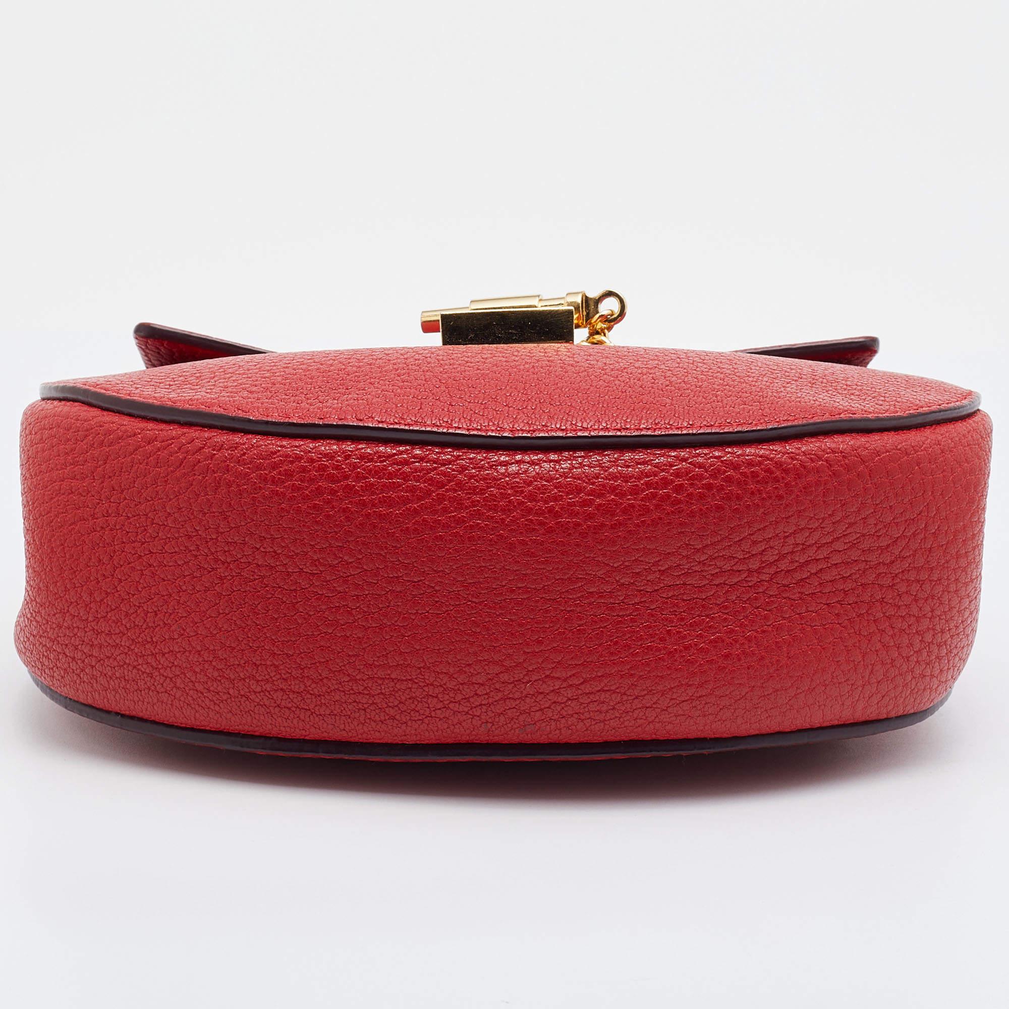 Chloe Red Leather Small Drew Chain Crossbody Bag 1