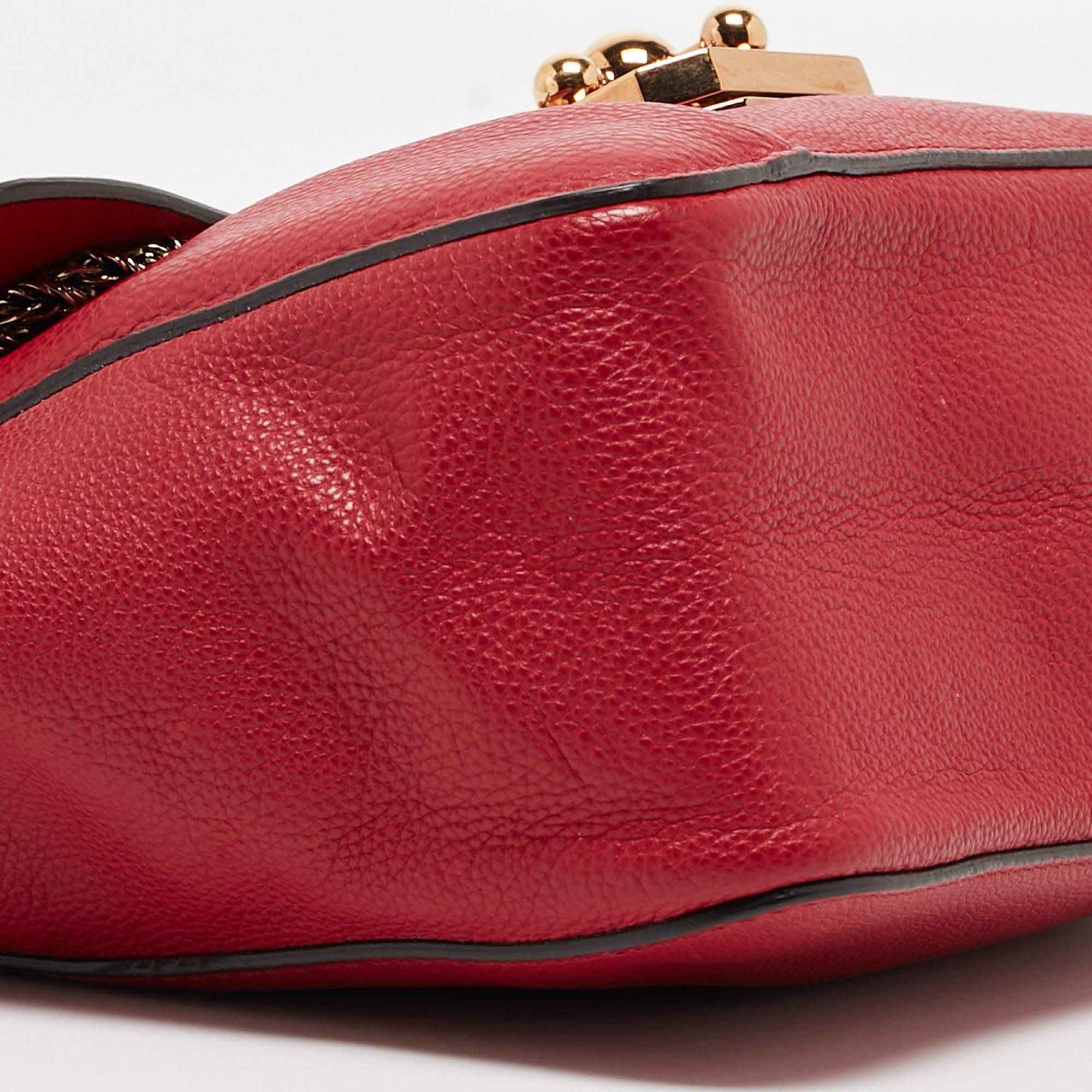 Chloe Red Leather Small Elsie Shoulder Bag For Sale 9