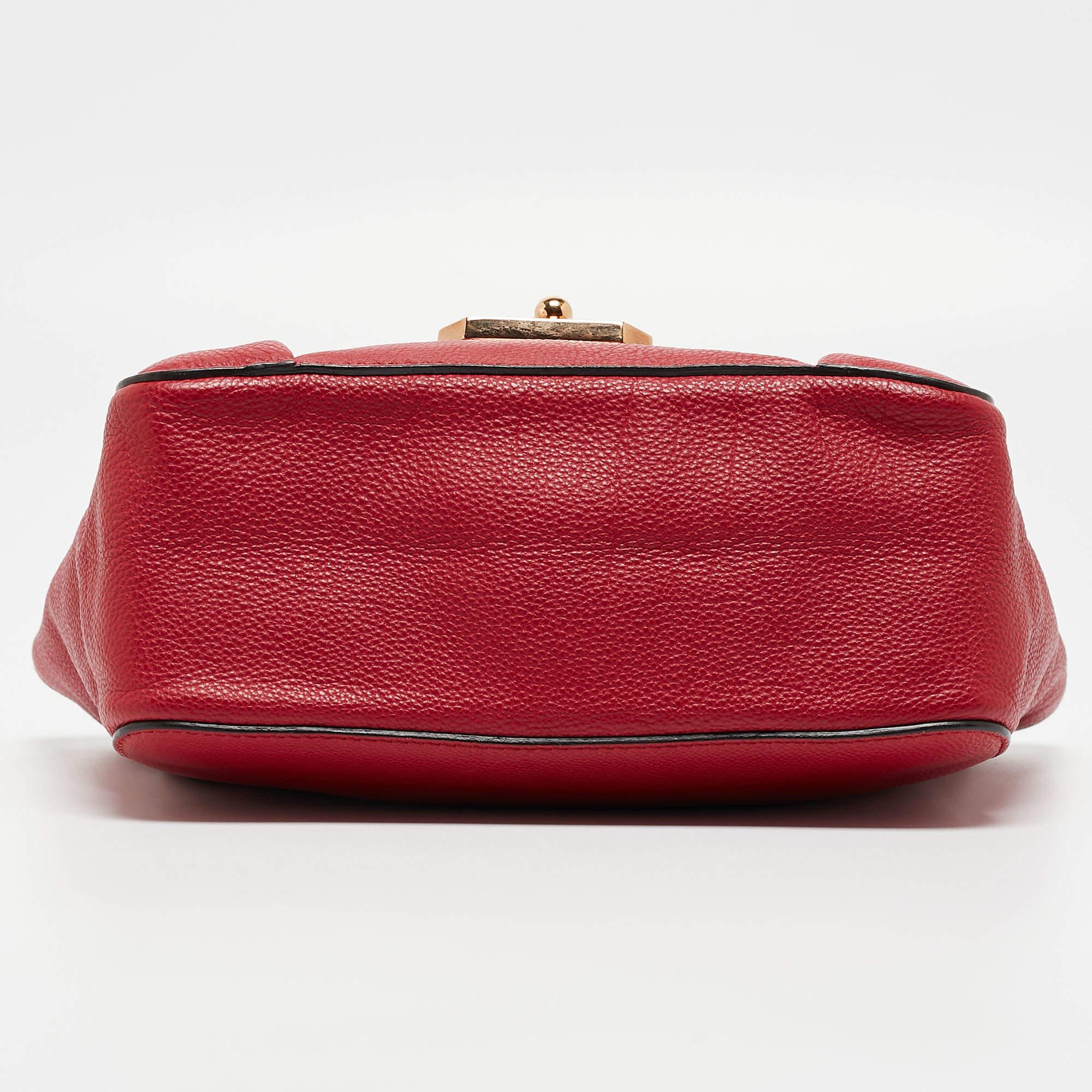Chloe Red Leather Small Elsie Shoulder Bag For Sale 10