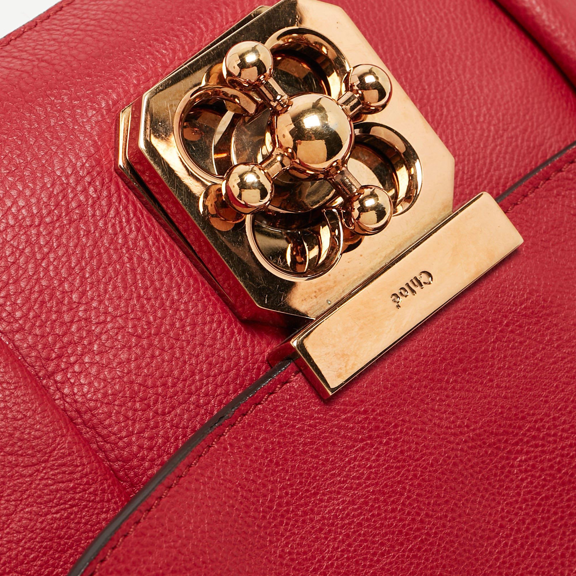 Chloe Red Leather Small Elsie Shoulder Bag For Sale 11