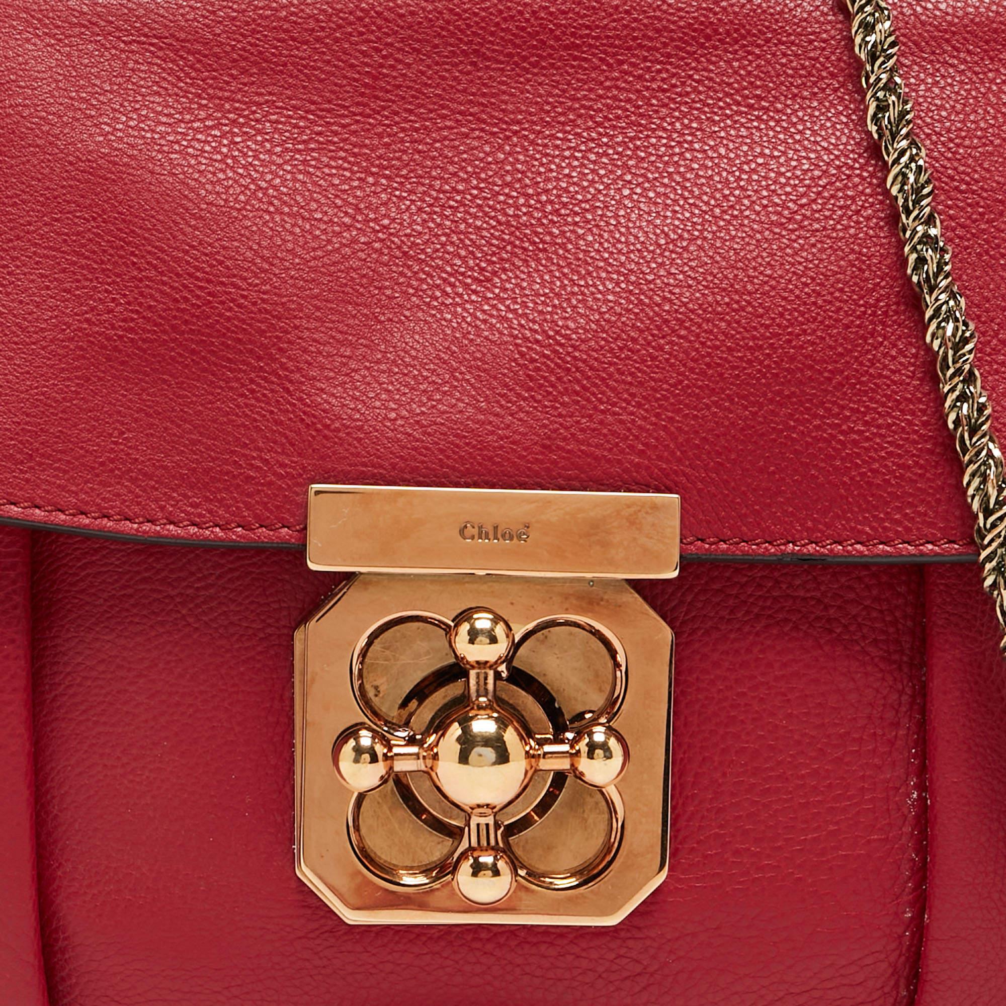 Chloe Red Leather Small Elsie Shoulder Bag For Sale 2