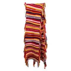 CHLOE roter mehrfarbiger STRIPED FRINGED KNIT MUFFLER-Schal aus Kaschmirmischung