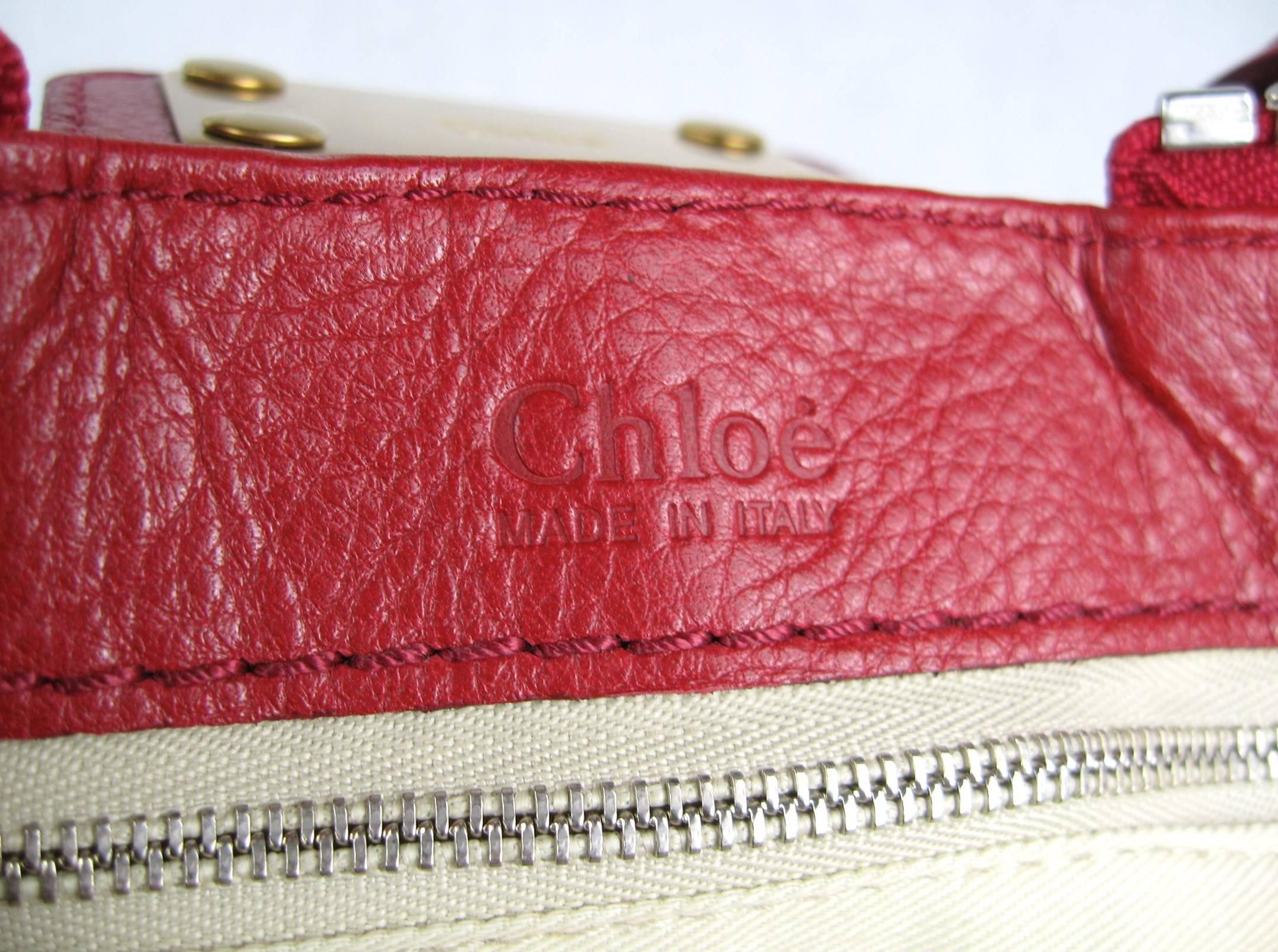 Chloe Red Over sized Leather Padington Handbag New, Never Used  In Good Condition In Wallkill, NY