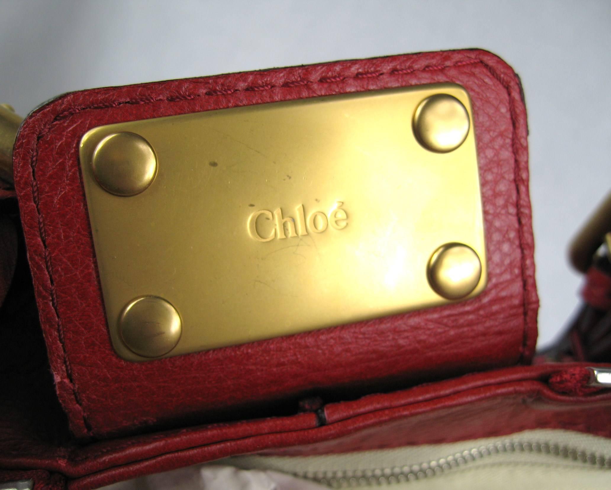 Women's Chloe Red Over sized Leather Padington Handbag New, Never Used 