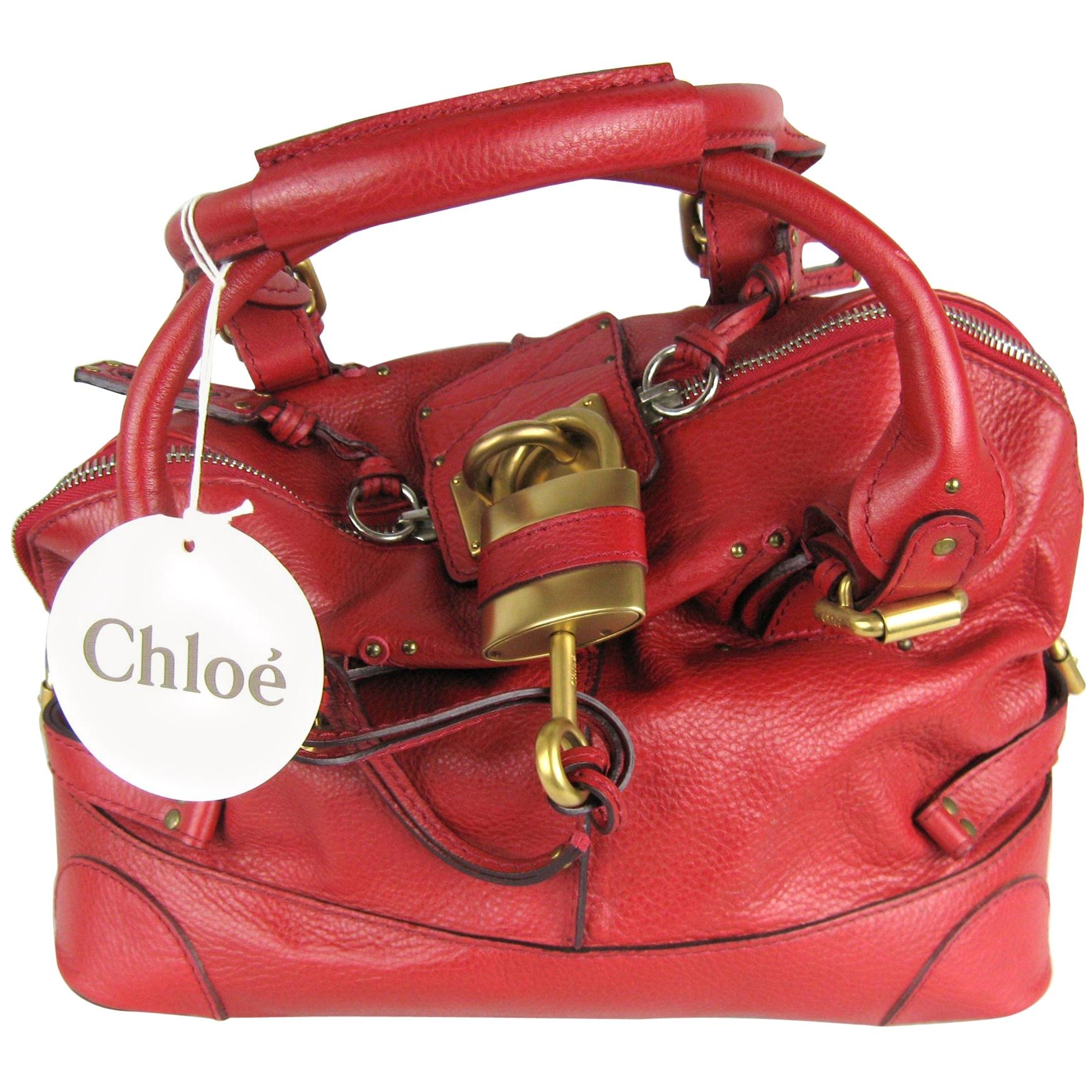 Chloe Red Over sized Leather Padington Handbag New, Never Used 