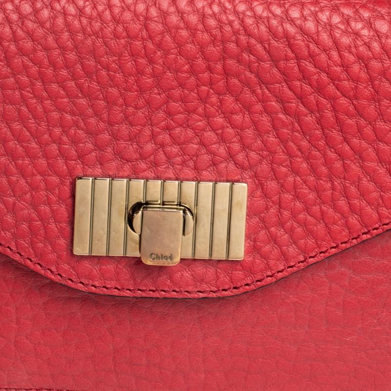 Chloe Red Pebbled Leather Sally Clutch 2
