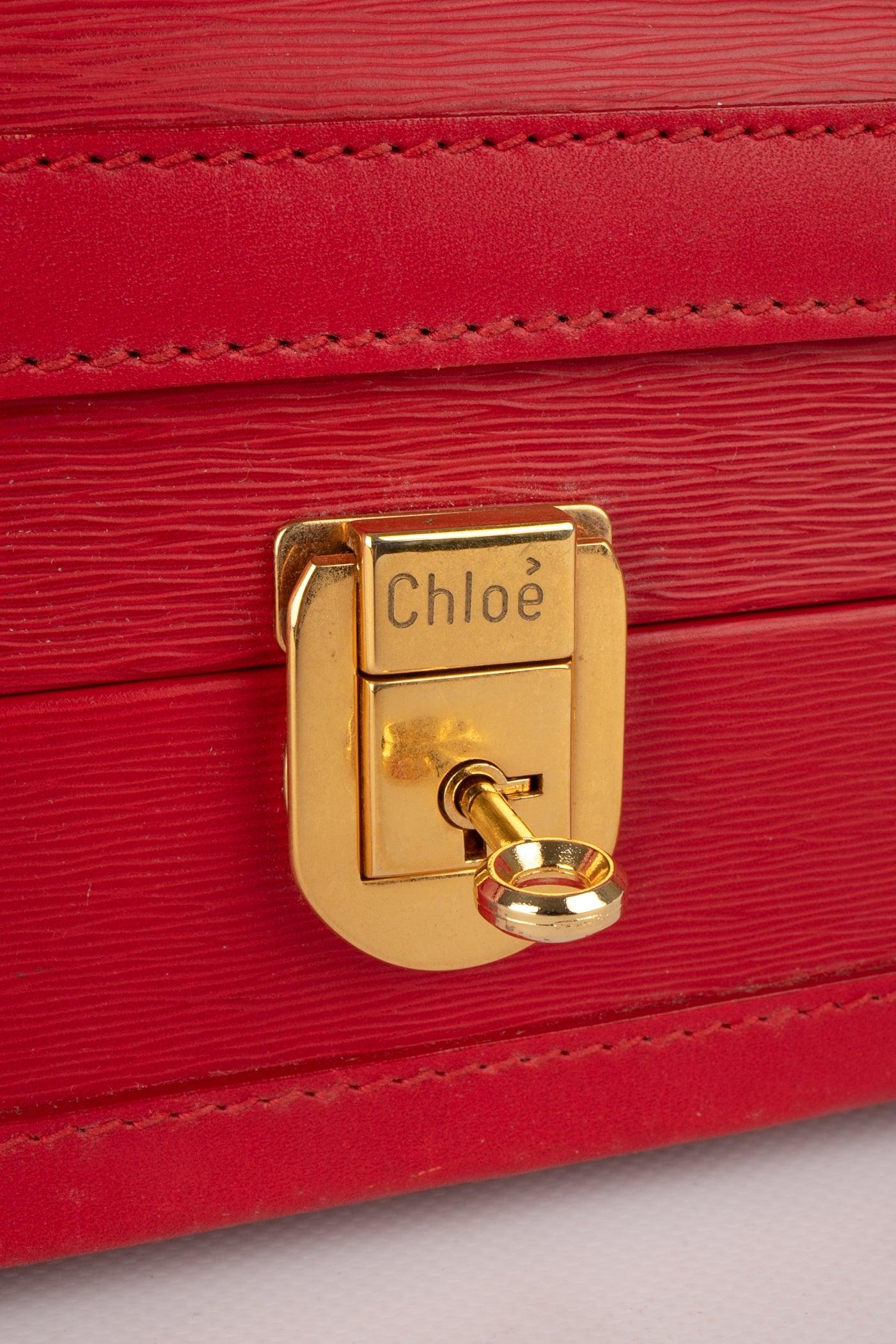 Chloé - Sacoche en cuir de veau pressé rouge en vente 2