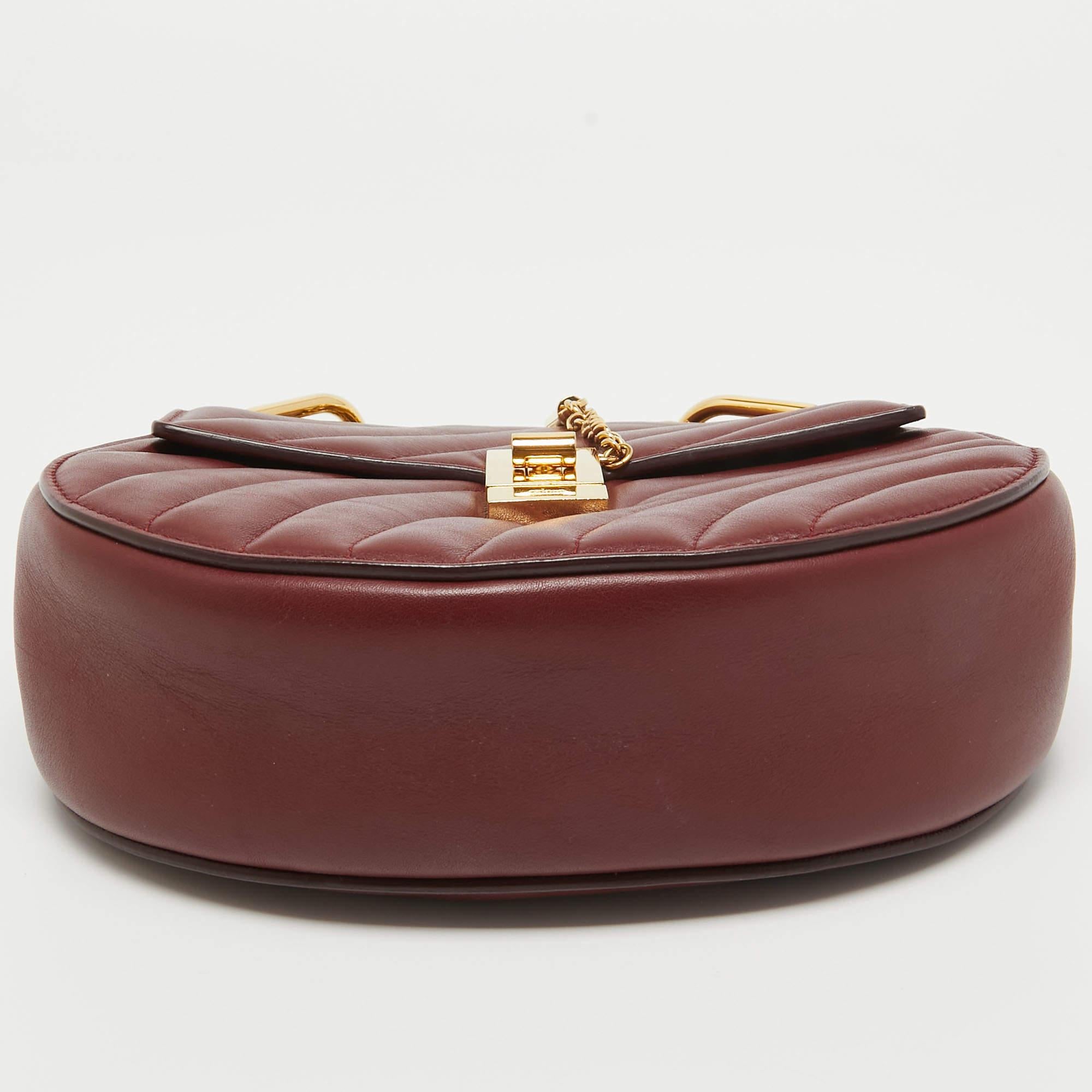 Chloe Red Quilted Leather Medium Drew Shoulder Bag For Sale 6