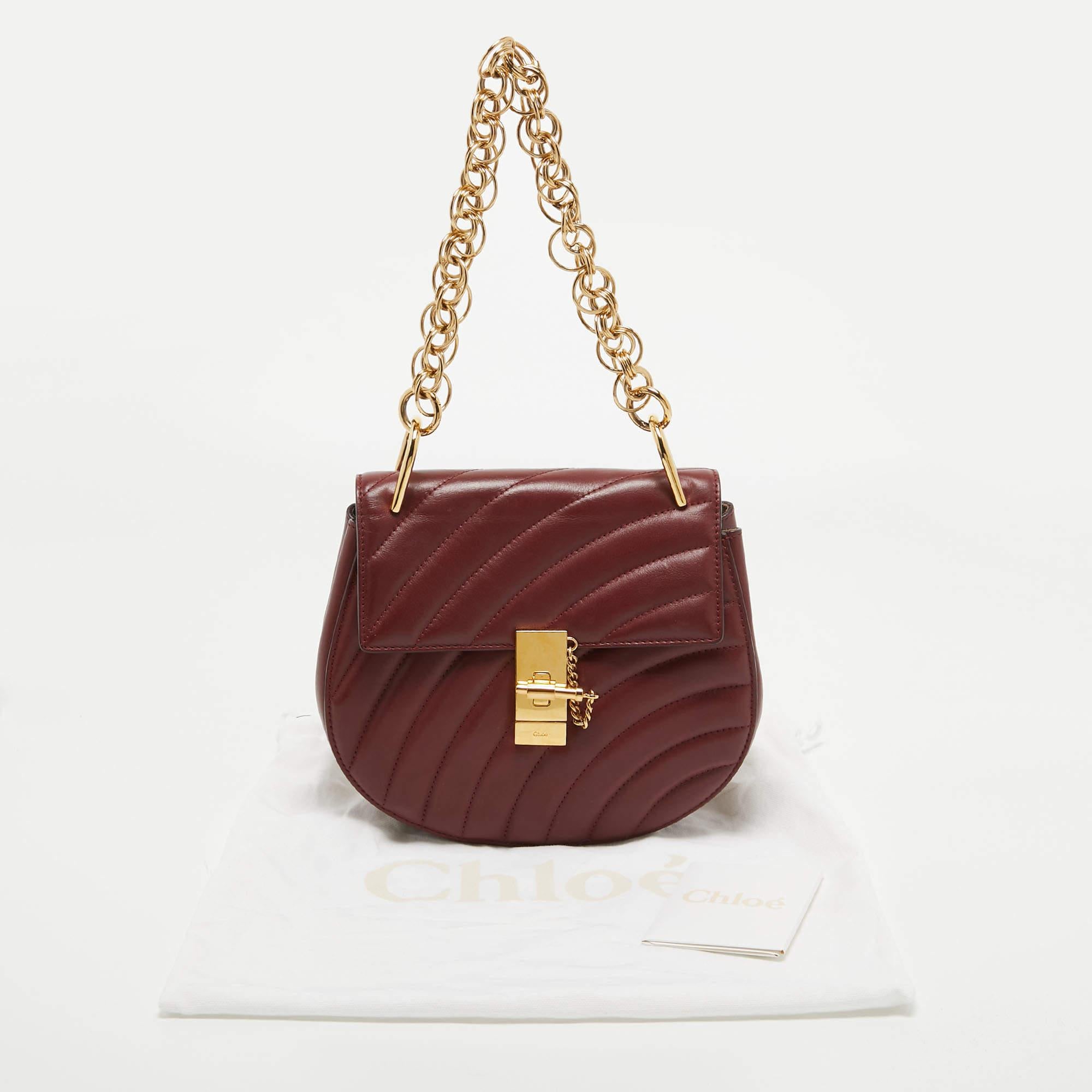 Chloe Red Quilted Leather Medium Drew Shoulder Bag For Sale 7