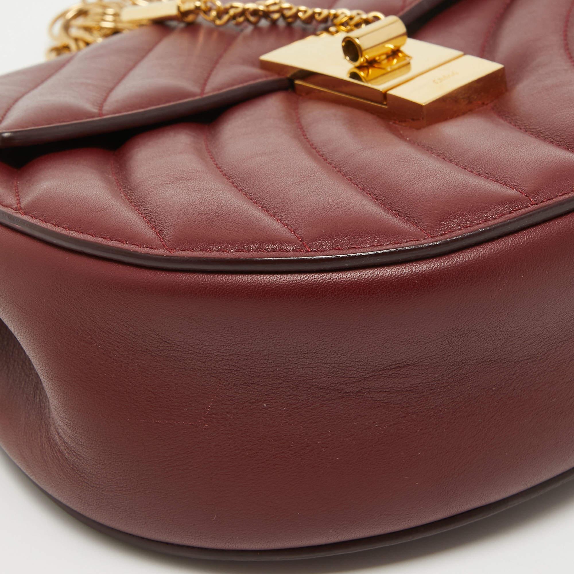 Chloe Red Quilted Leather Medium Drew Shoulder Bag For Sale 4