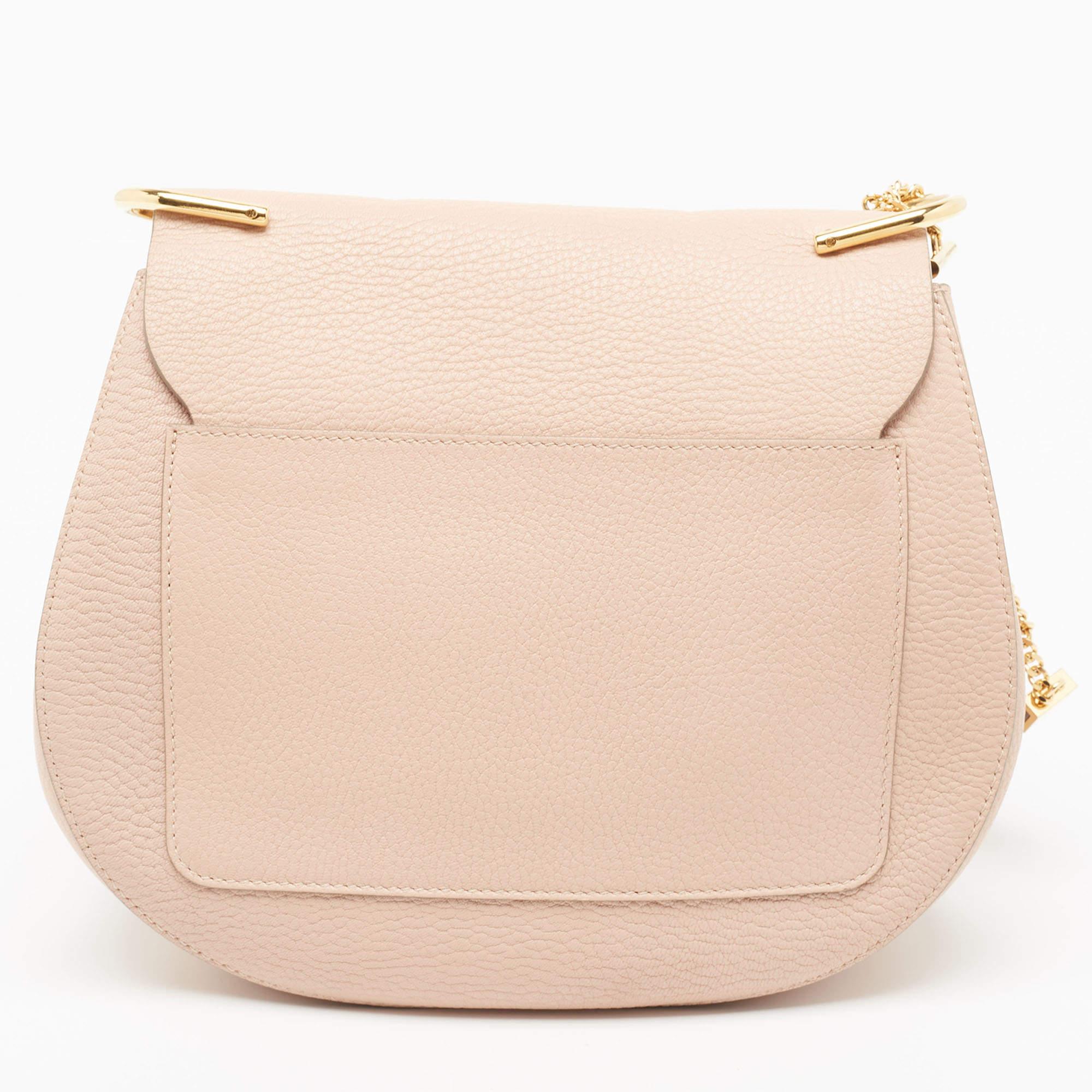 Chloe Rose Poudre Leather Large Drew Shoulder Bag For Sale 3