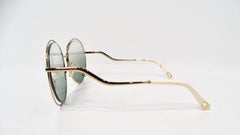Chloe Round Oversized Green Gradient Gold-Tone Metal Frame Sunglasses