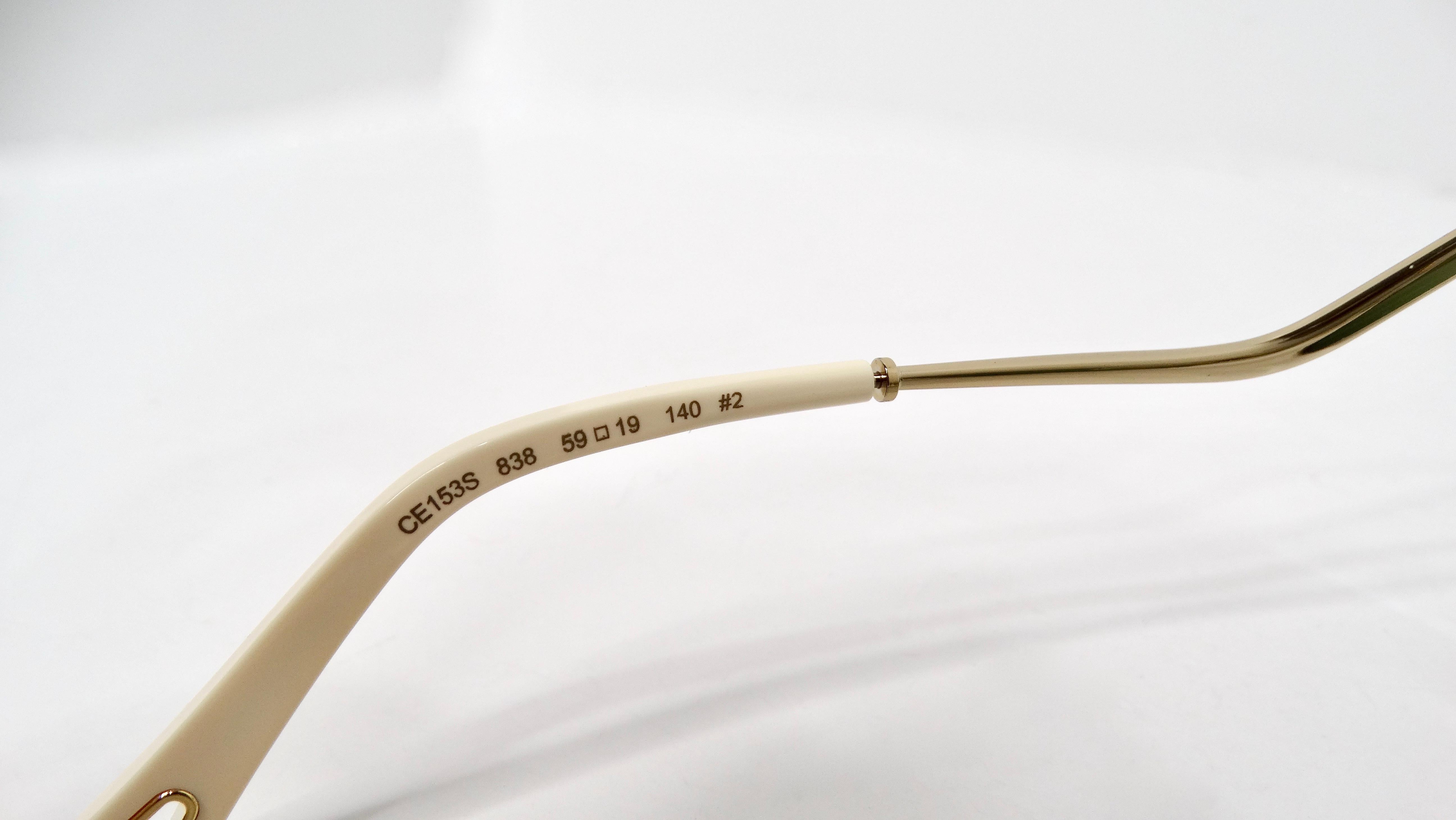 Chloe Round Oversized Green Gradient Gold-Tone Metal Frame Sunglasses For Sale 2