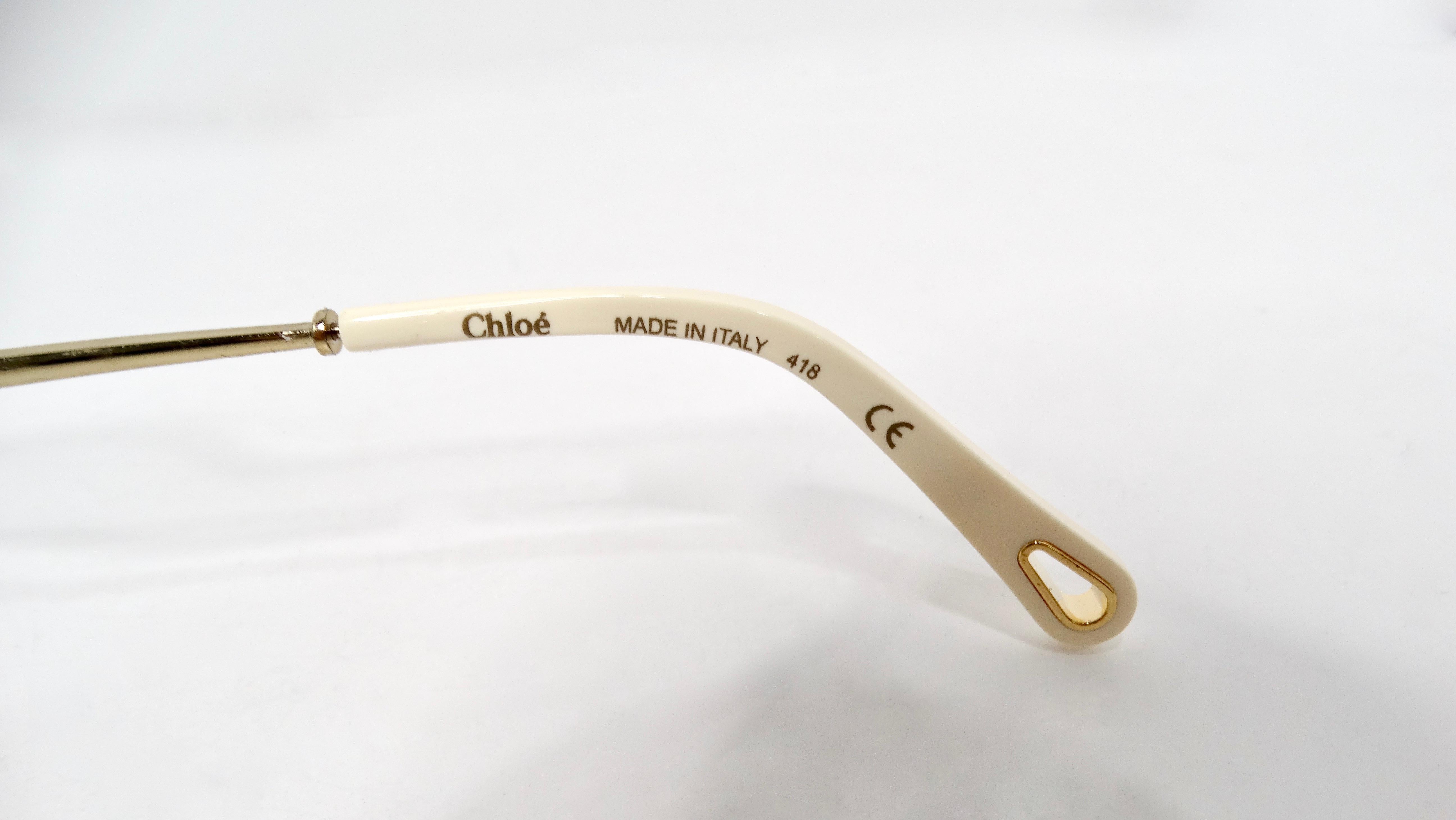 Chloe Round Oversized Green Gradient Gold-Tone Metal Frame Sunglasses For Sale 3