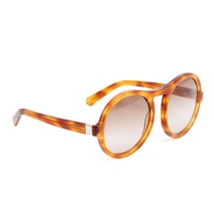 Chloé round oversized sunglasses in light tortoiseshell acetate with silver deta