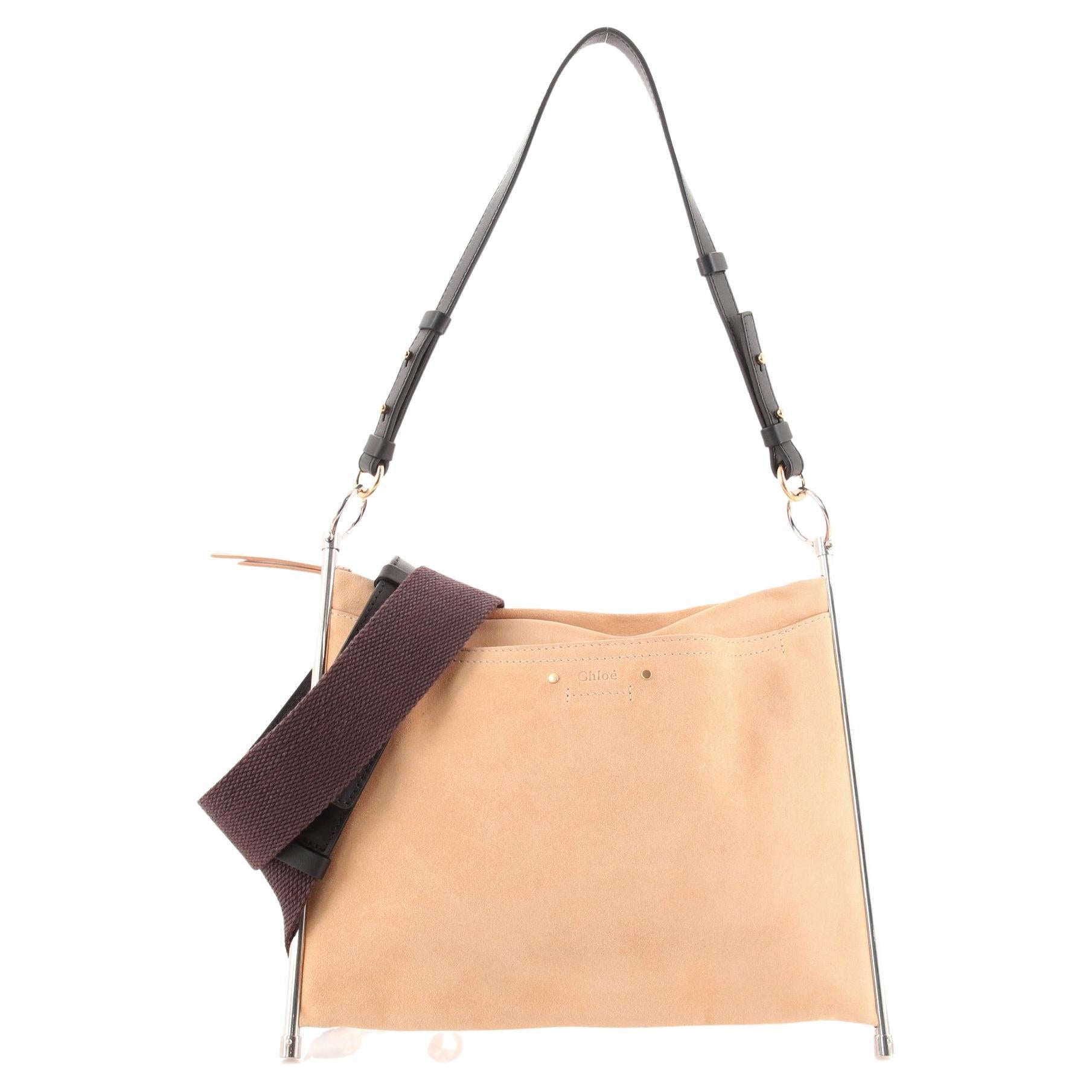 CHLOE taupe grey suede and leather MOTTY FAYE Clutch Bag at 1stDibs