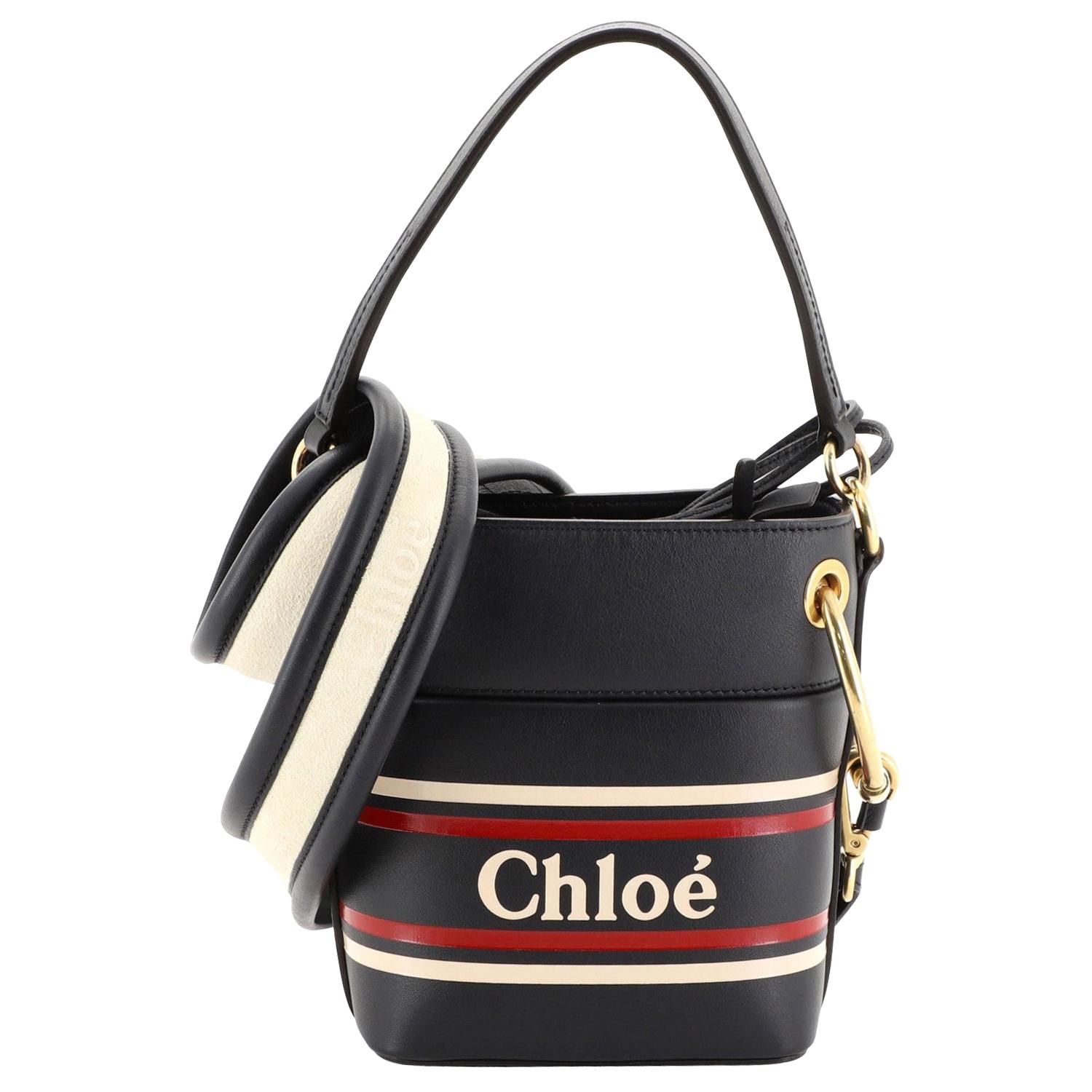 Chloe Roy Logo Bucket Bag Printed Leather Mini