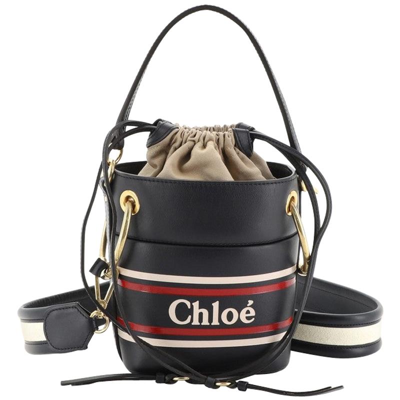 Chloe Roy Logo Bucket Bag Printed Leather Mini 