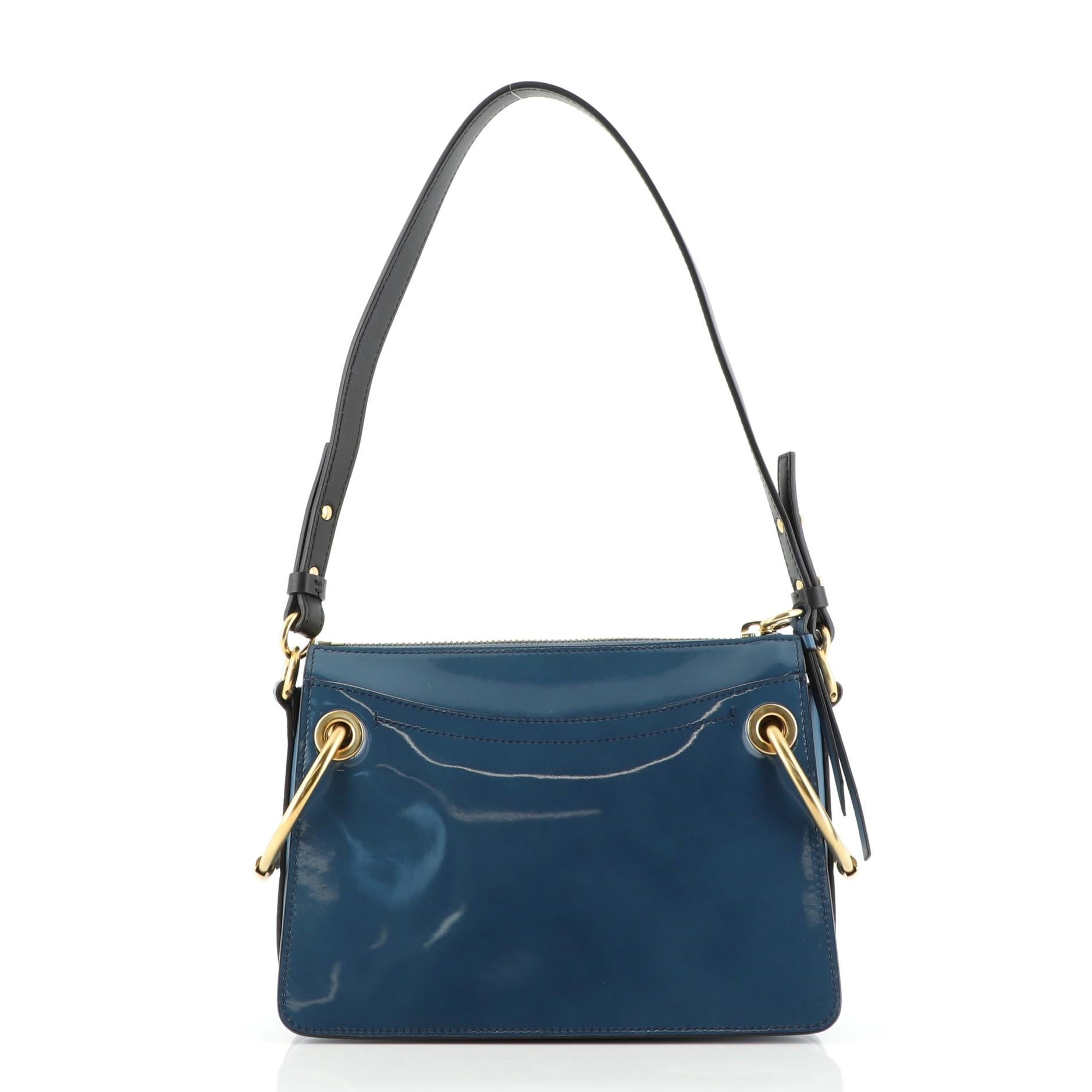 Blue Chloe Roy Shoulder Bag Patent Small