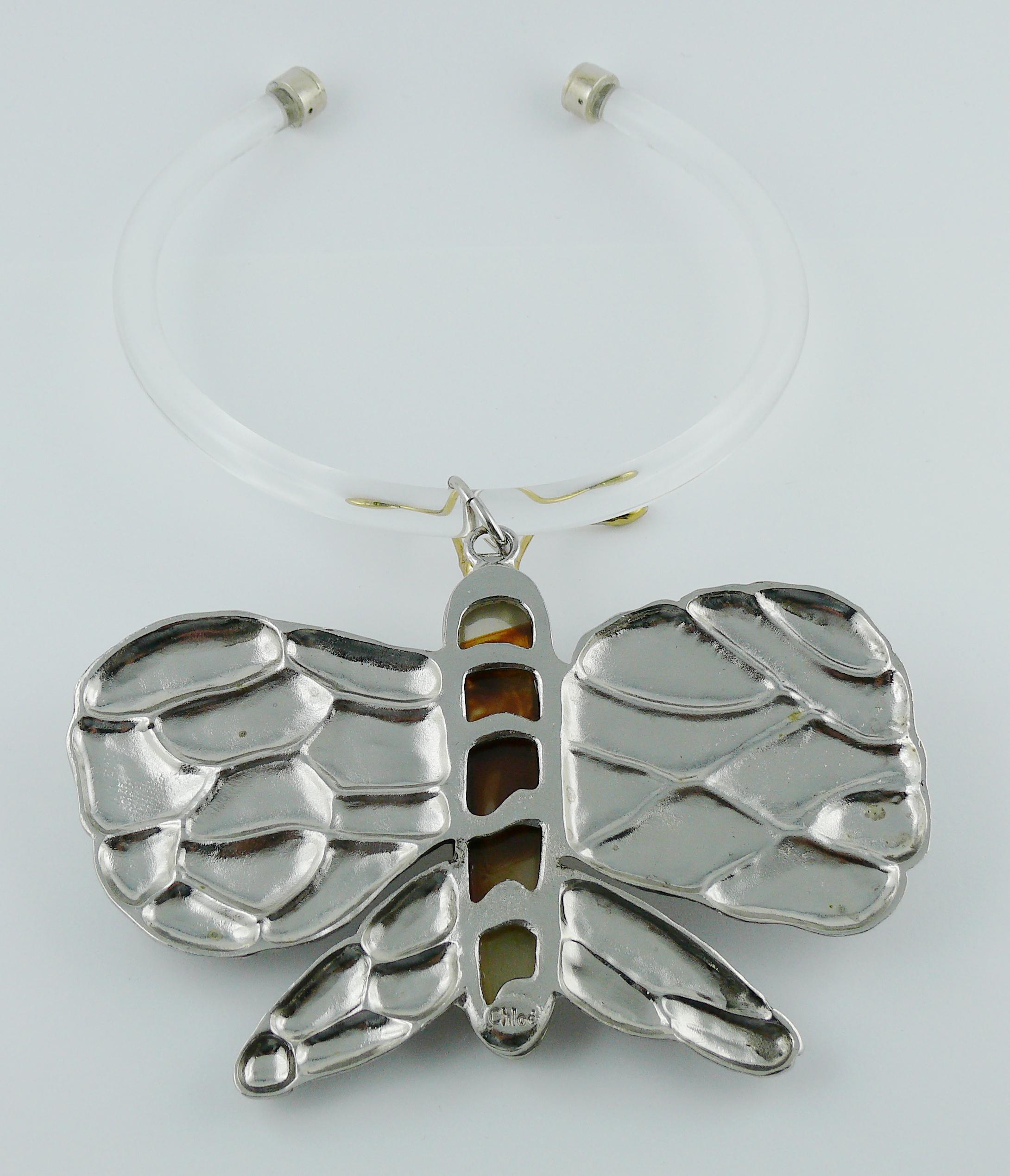 Chloe Runway 2004 Lucite Butterfly Pendant Collar Necklace 6