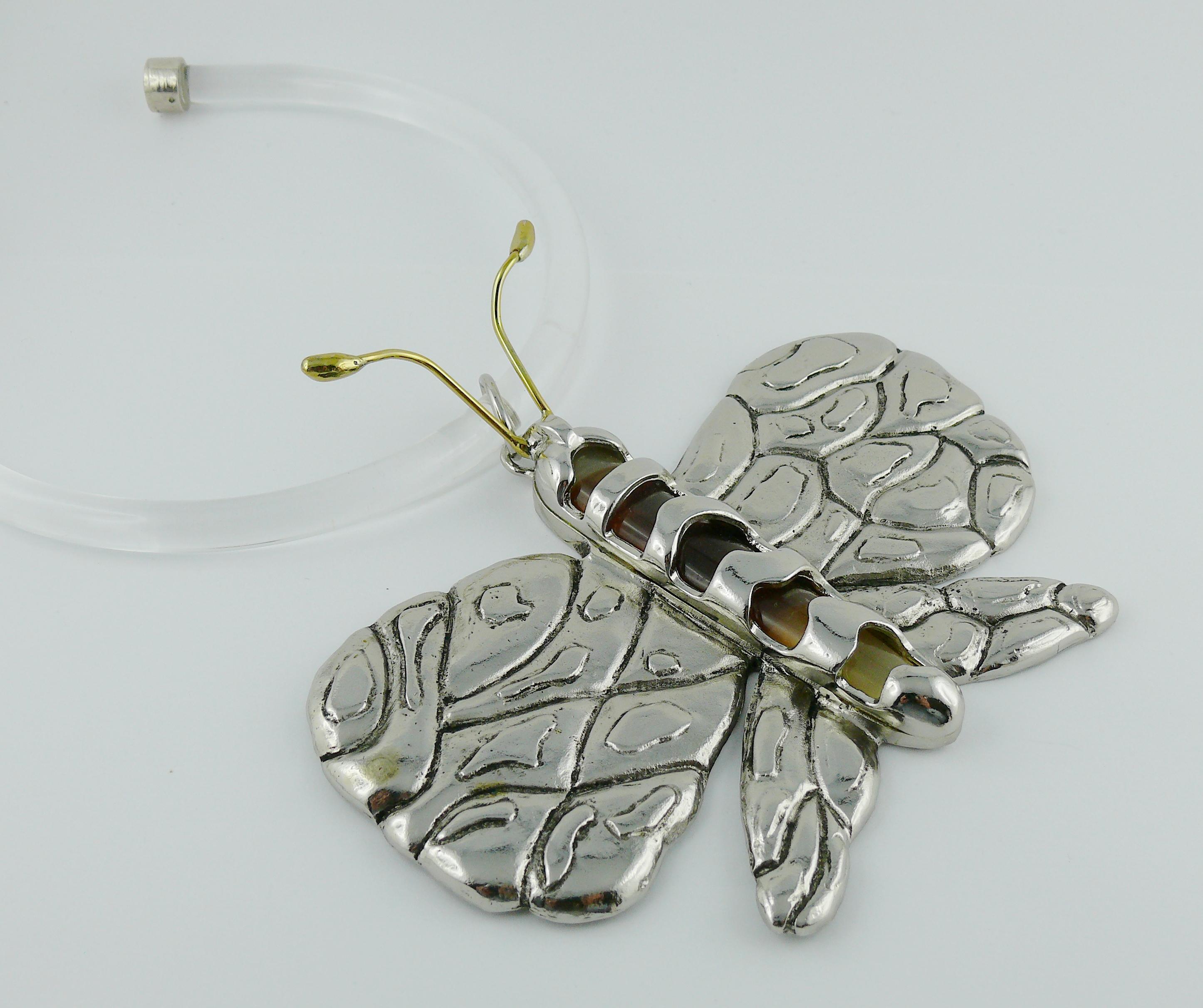 Women's Chloe Runway 2004 Lucite Butterfly Pendant Collar Necklace