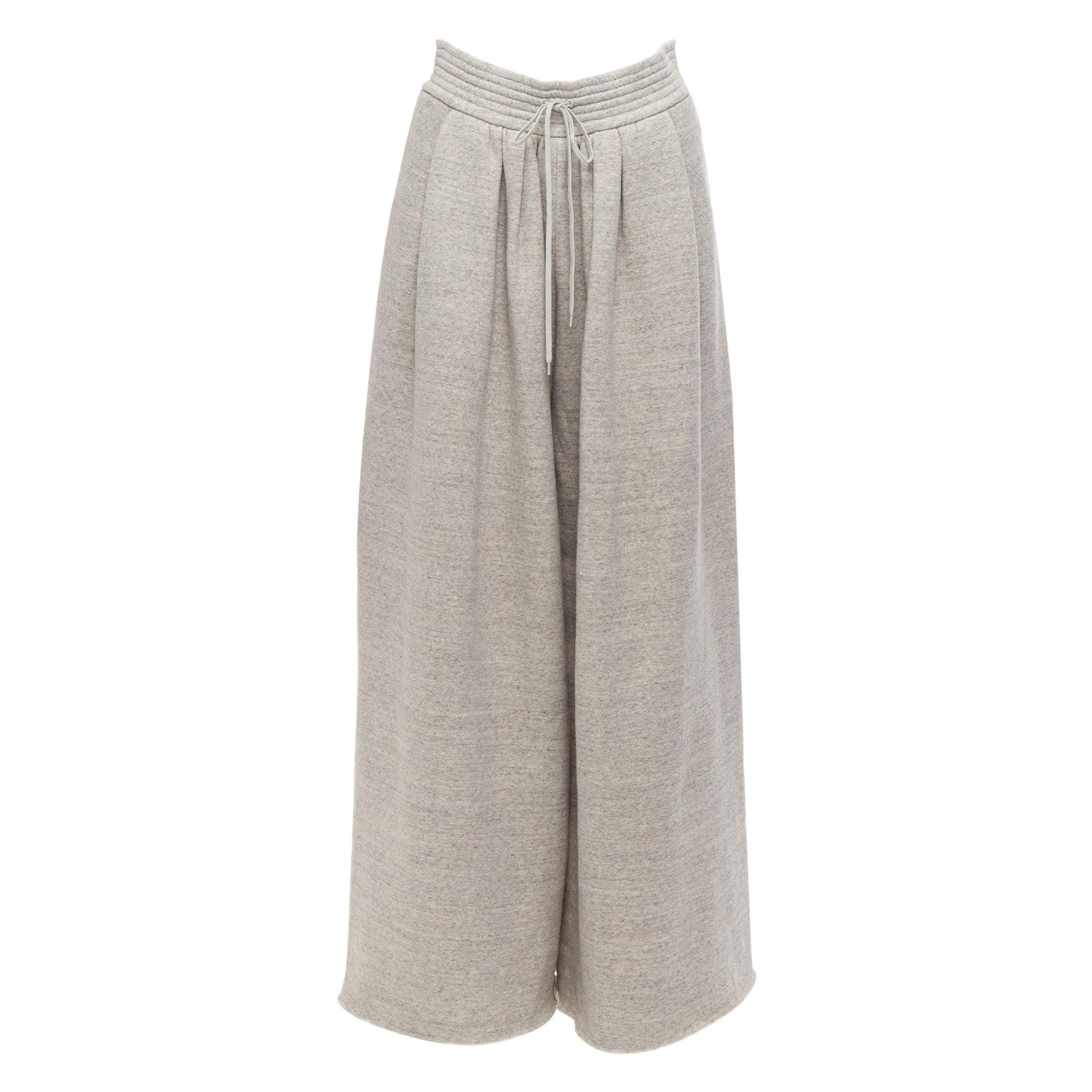 CHLOE Runway Chine Grey 100% cotton extra wide leg sweat pants FR34 XS