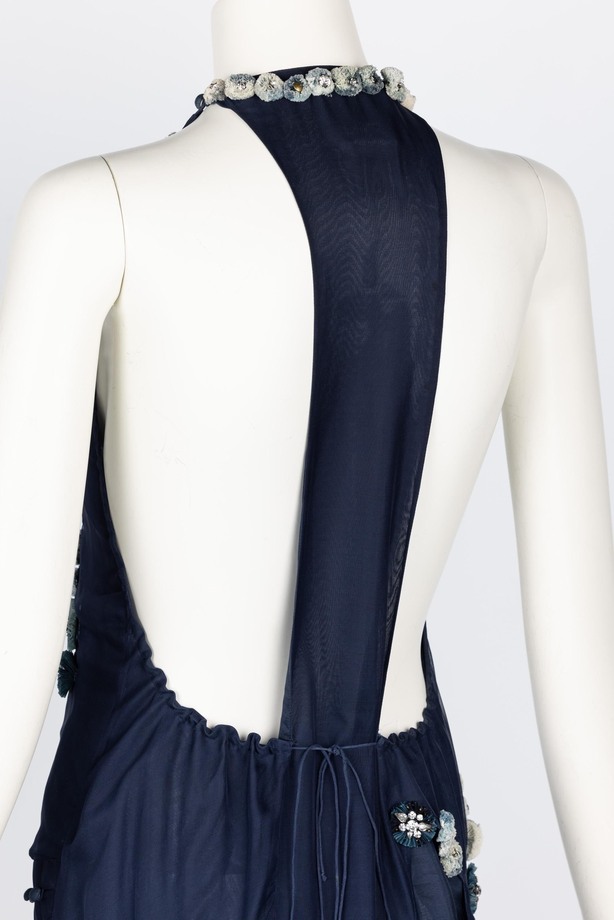 Chloe Blue Silk Halter Embellished Open Back Dress Runway F/W 2008 5