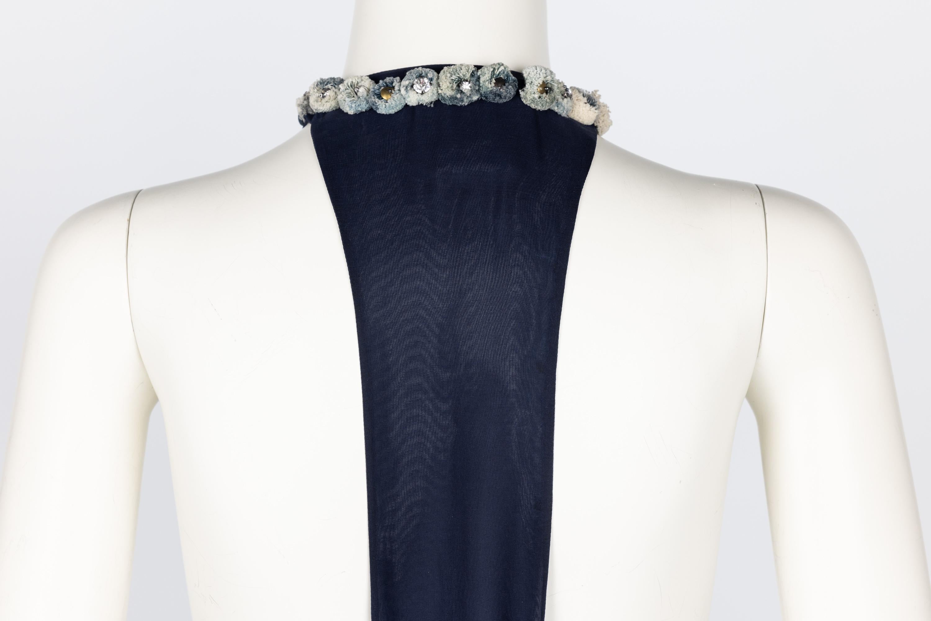 Chloe Blue Silk Halter Embellished Open Back Dress Runway F/W 2008 6