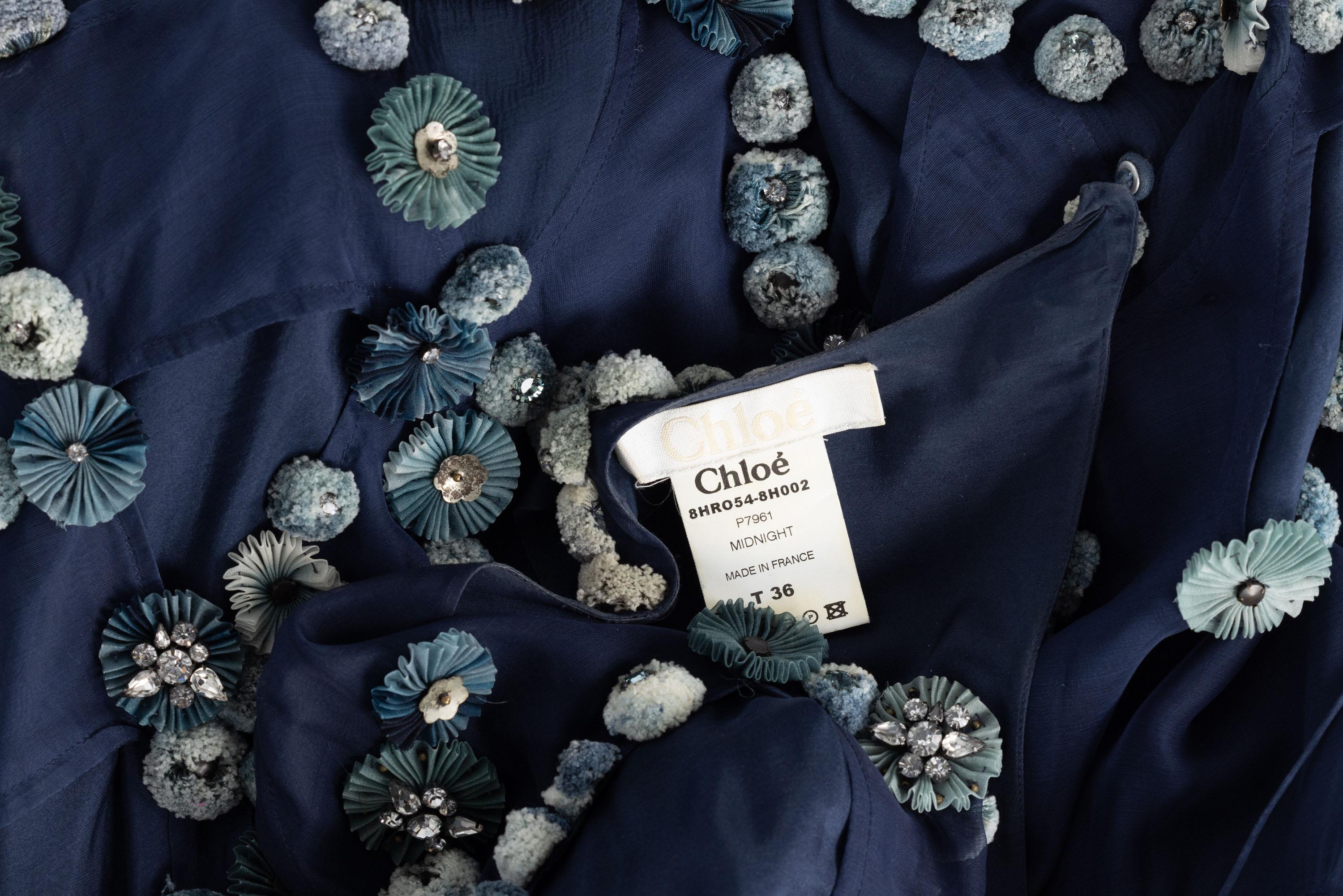 Chloe Blue Silk Halter Embellished Open Back Dress Runway F/W 2008 7