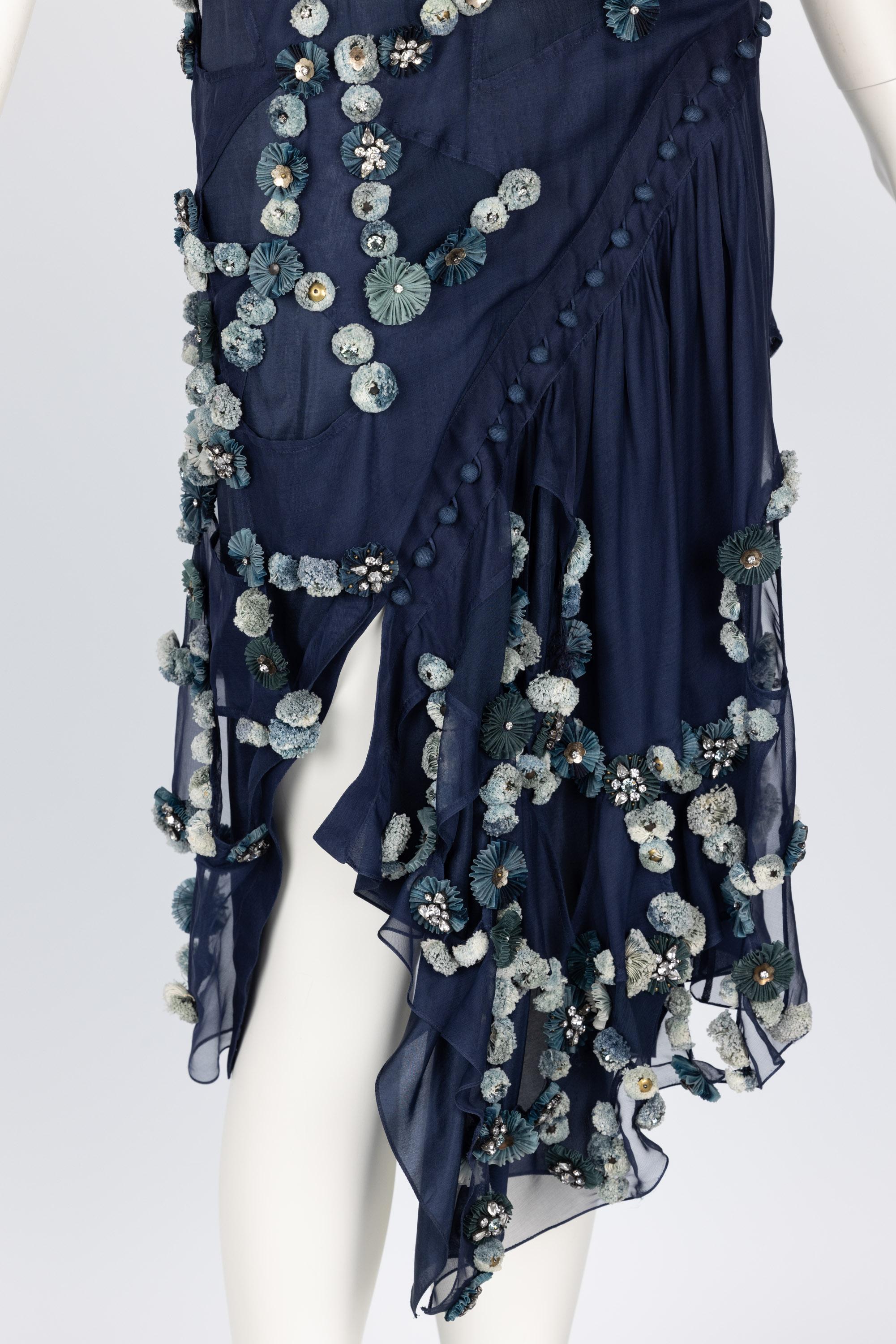 Chloe Blue Silk Halter Embellished Open Back Dress Runway F/W 2008 3