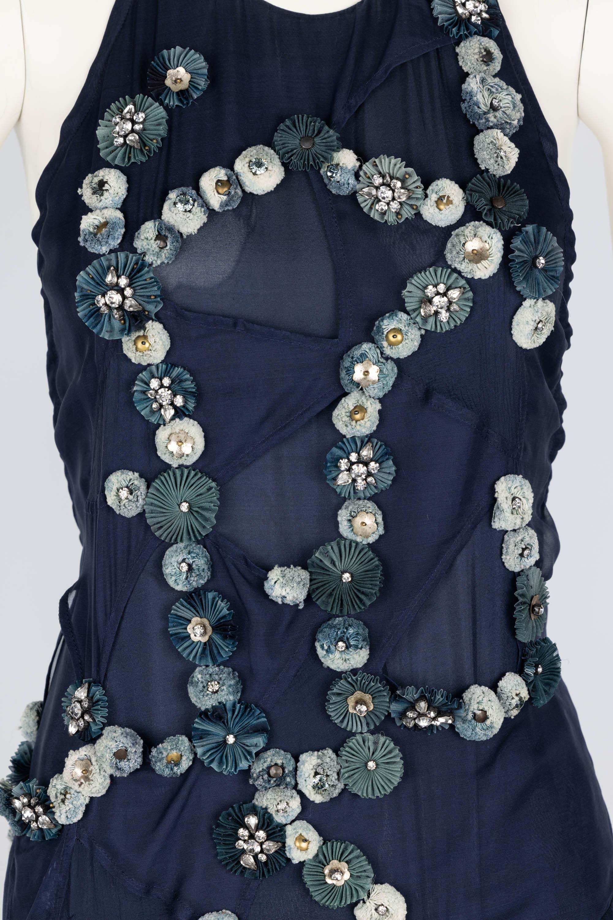 Chloe Blue Silk Halter Embellished Open Back Dress Runway F/W 2008 4
