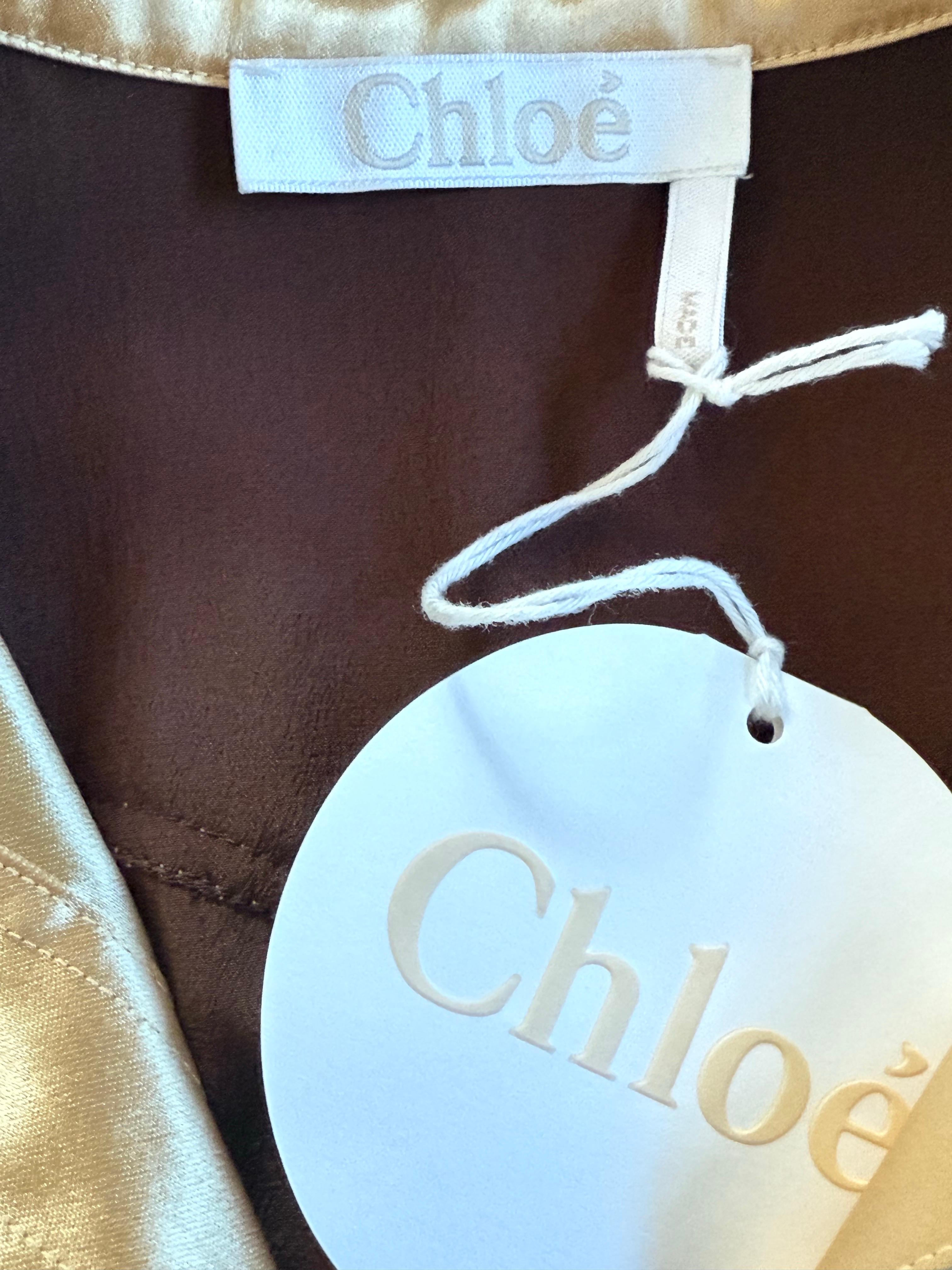 Chloé - Vestito midi occidentale in seta con borchie e ricami - FR 36 in vendita 8