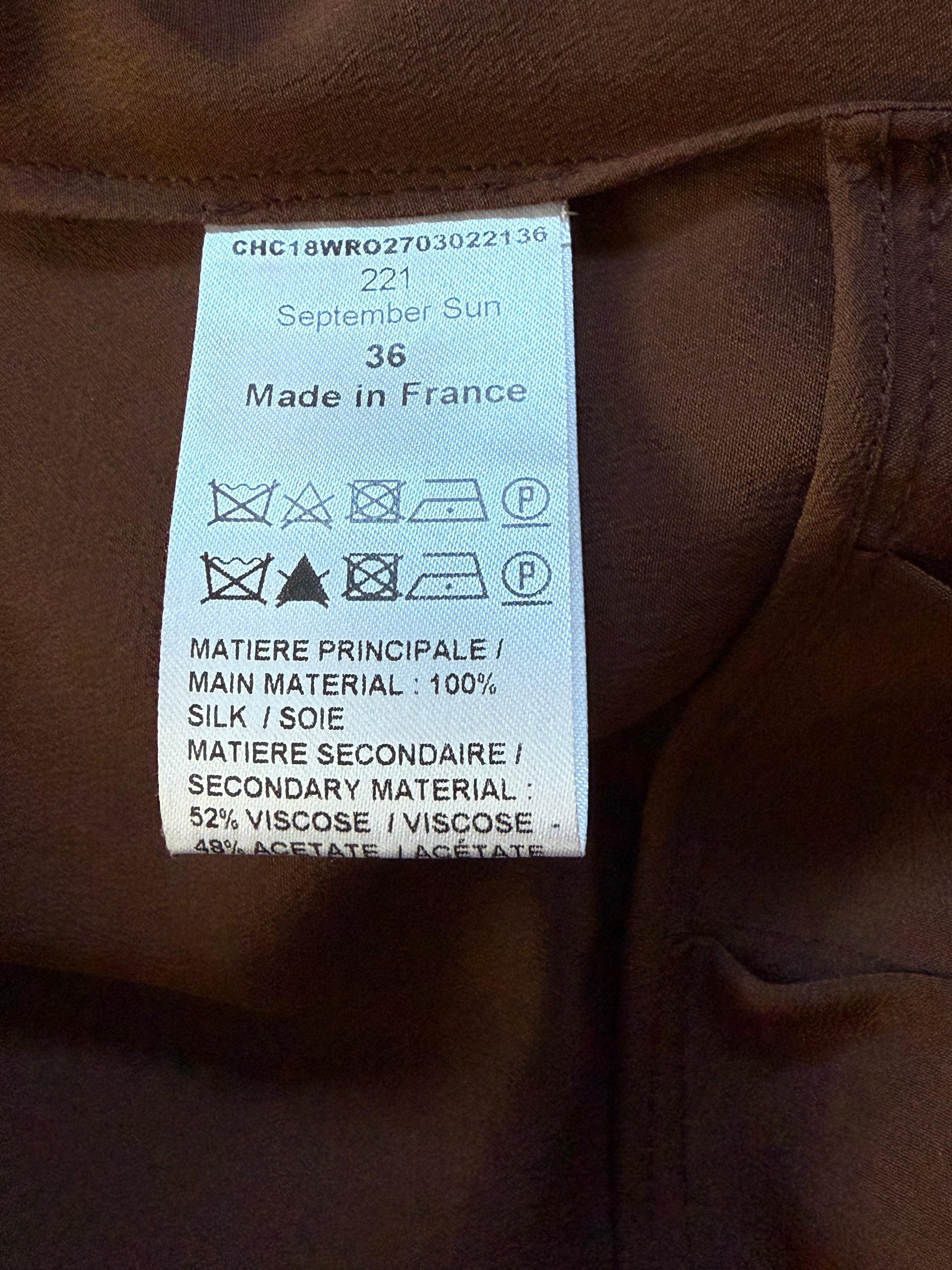 Chloé - Vestito midi occidentale in seta con borchie e ricami - FR 36 in vendita 10