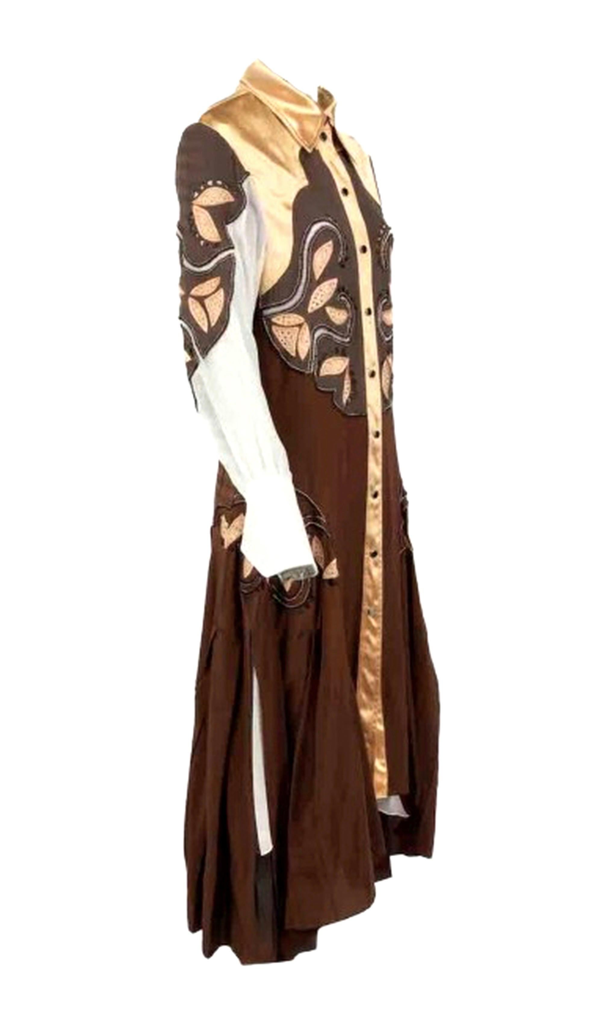 Nero Chloé - Vestito midi occidentale in seta con borchie e ricami - FR 36 in vendita