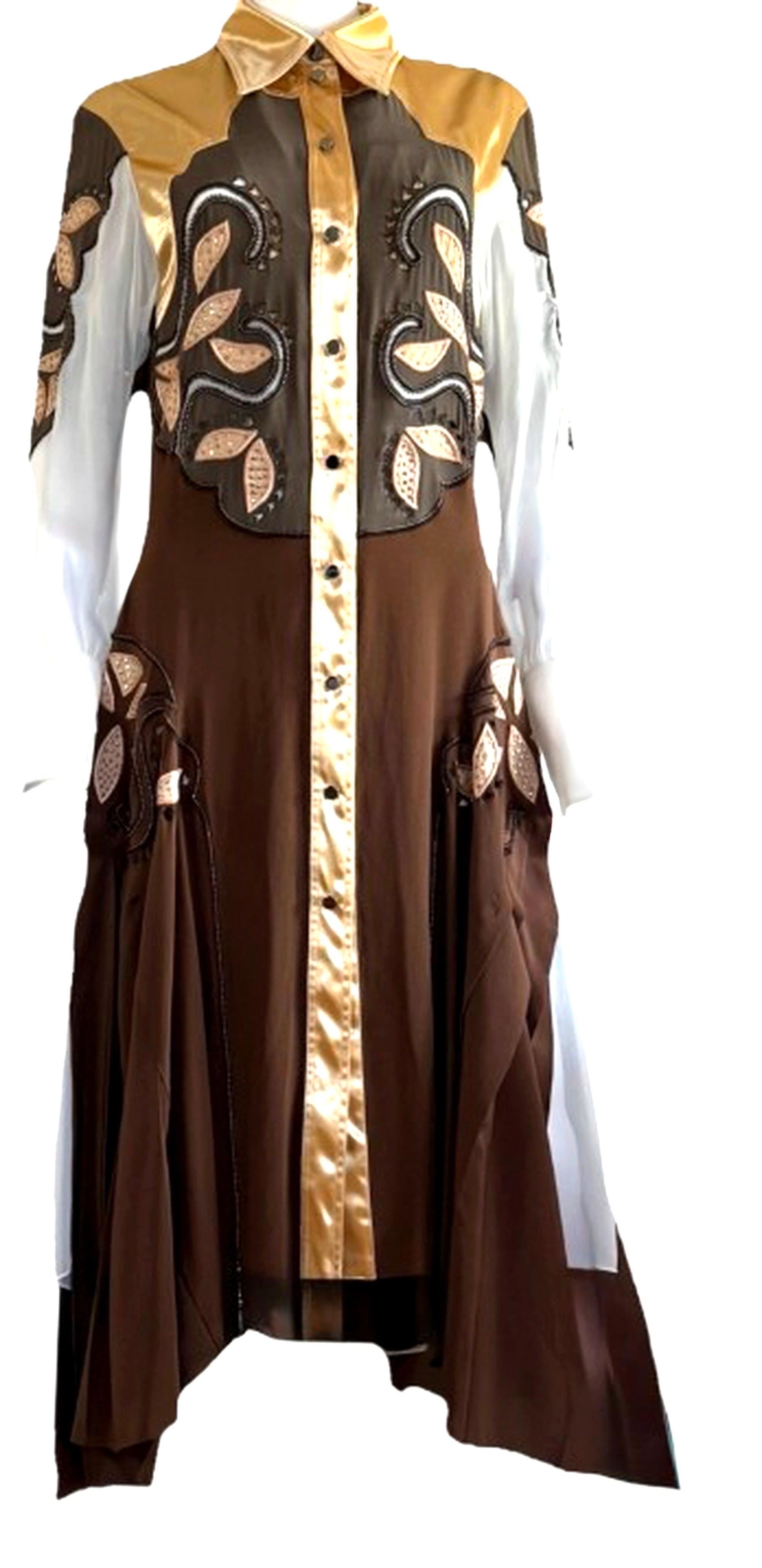Donna Chloé - Vestito midi occidentale in seta con borchie e ricami - FR 36 in vendita