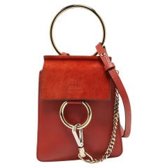 Chloé Mini Faye Crossbody-Tasche aus rostbraunem Leder und Wildleder