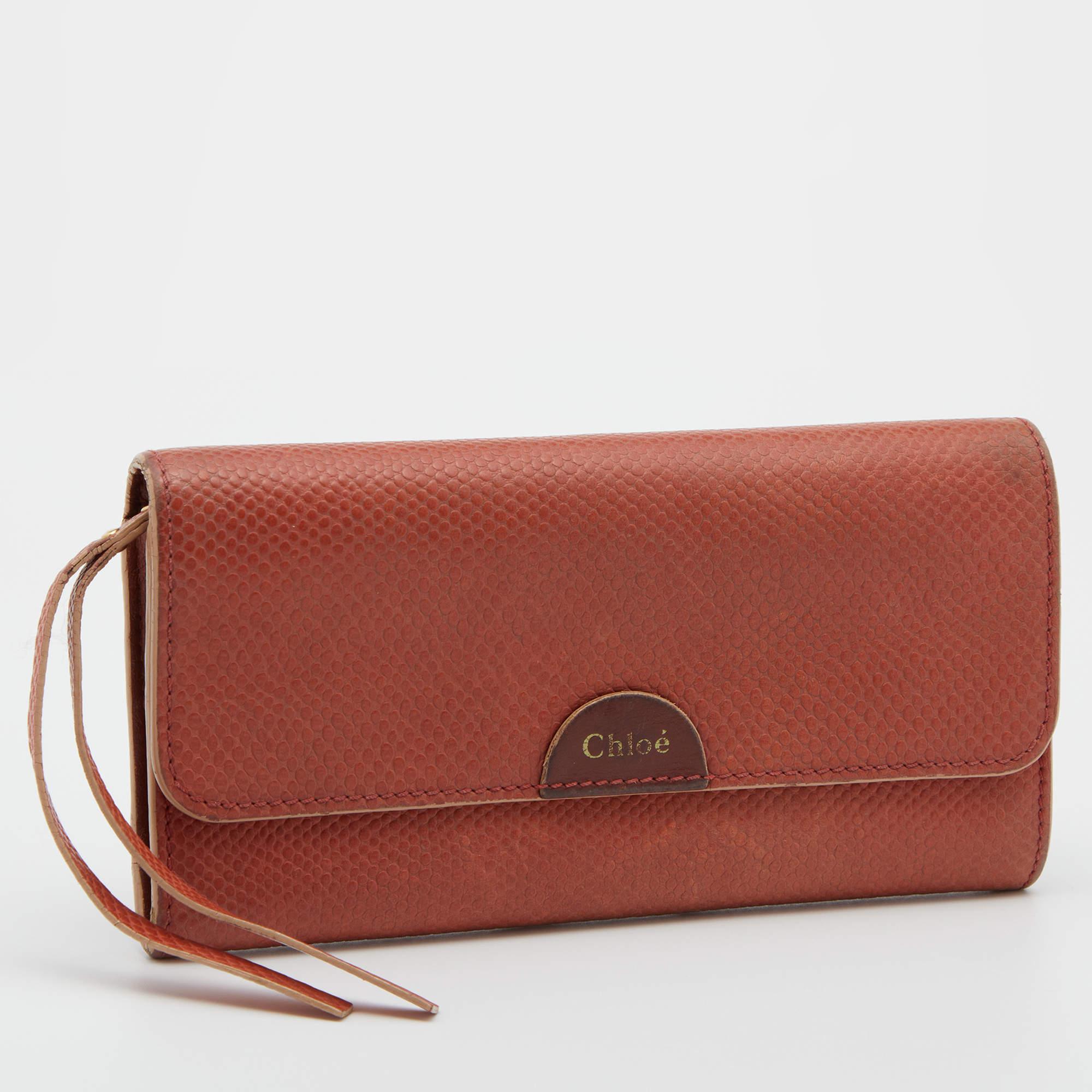 Chloe Rust Leder Flap Continental Geldbörse (Braun) im Angebot