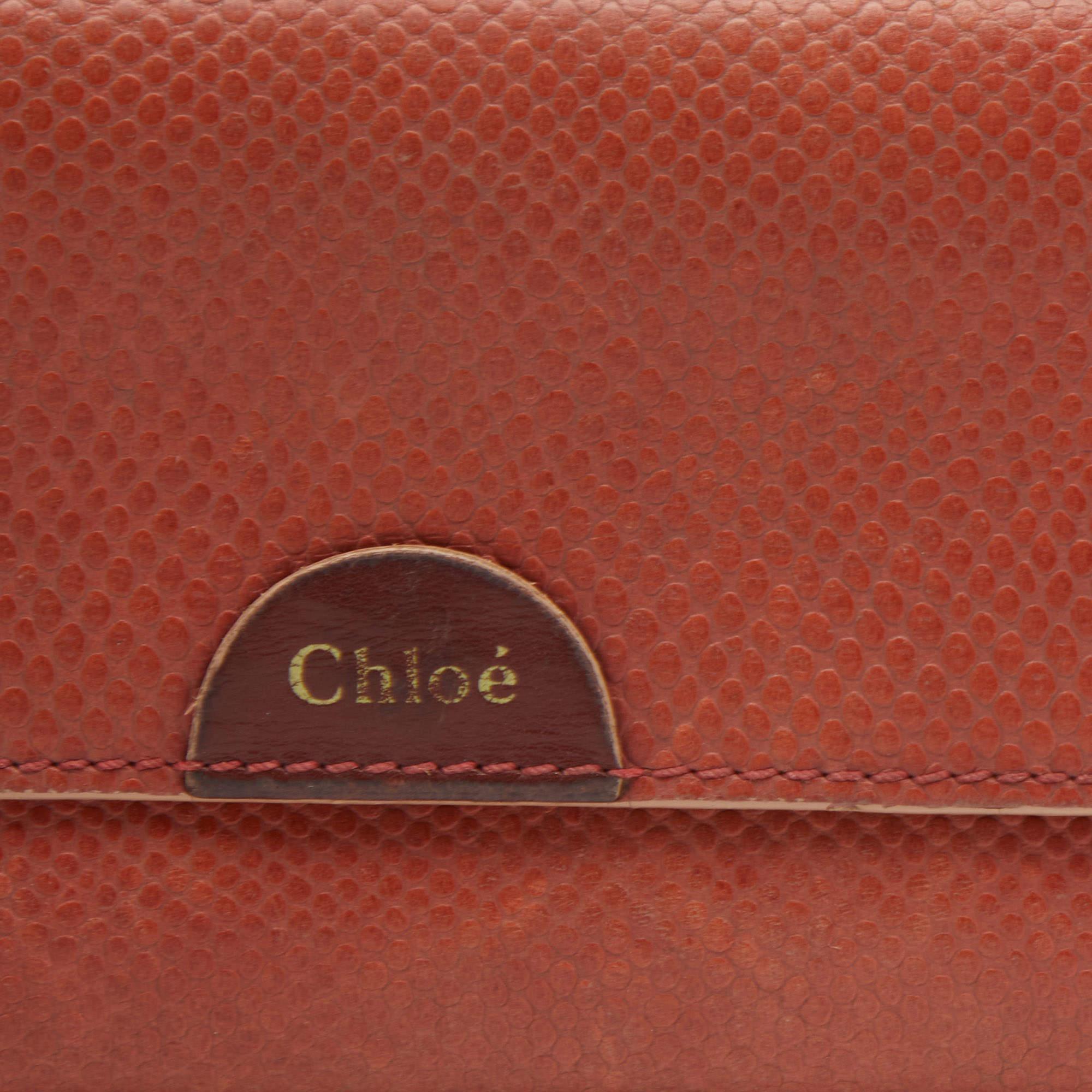 Chloe Rust Leder Flap Continental Geldbörse Damen im Angebot