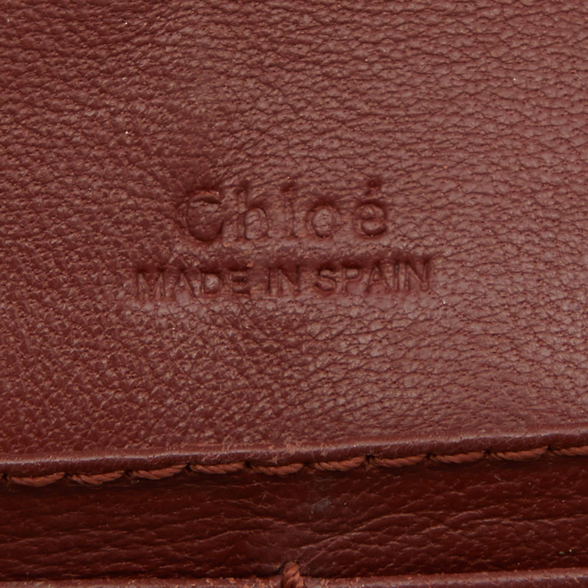 Chloe Rust Leder Flap Continental Geldbörse im Angebot 2
