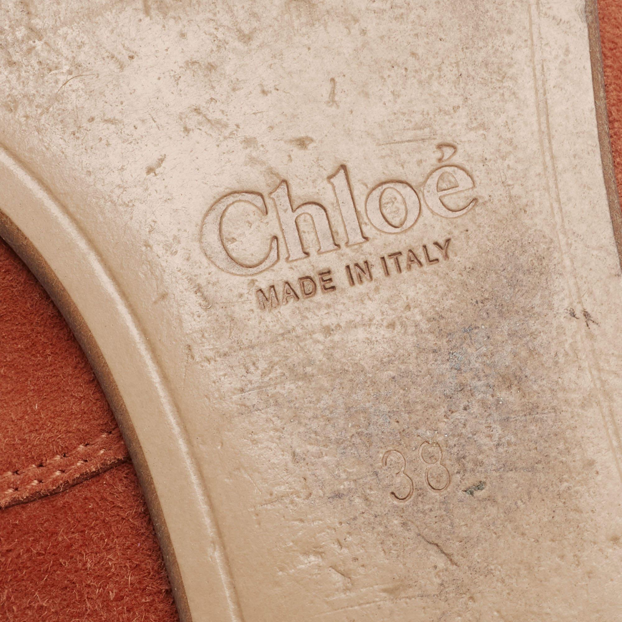 Chloe Rust Suede Gladiator Flat Sandals Size 38 2