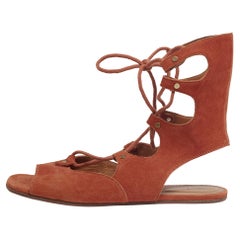 Chloe Rust Suede Gladiator Flat Sandals Size 38