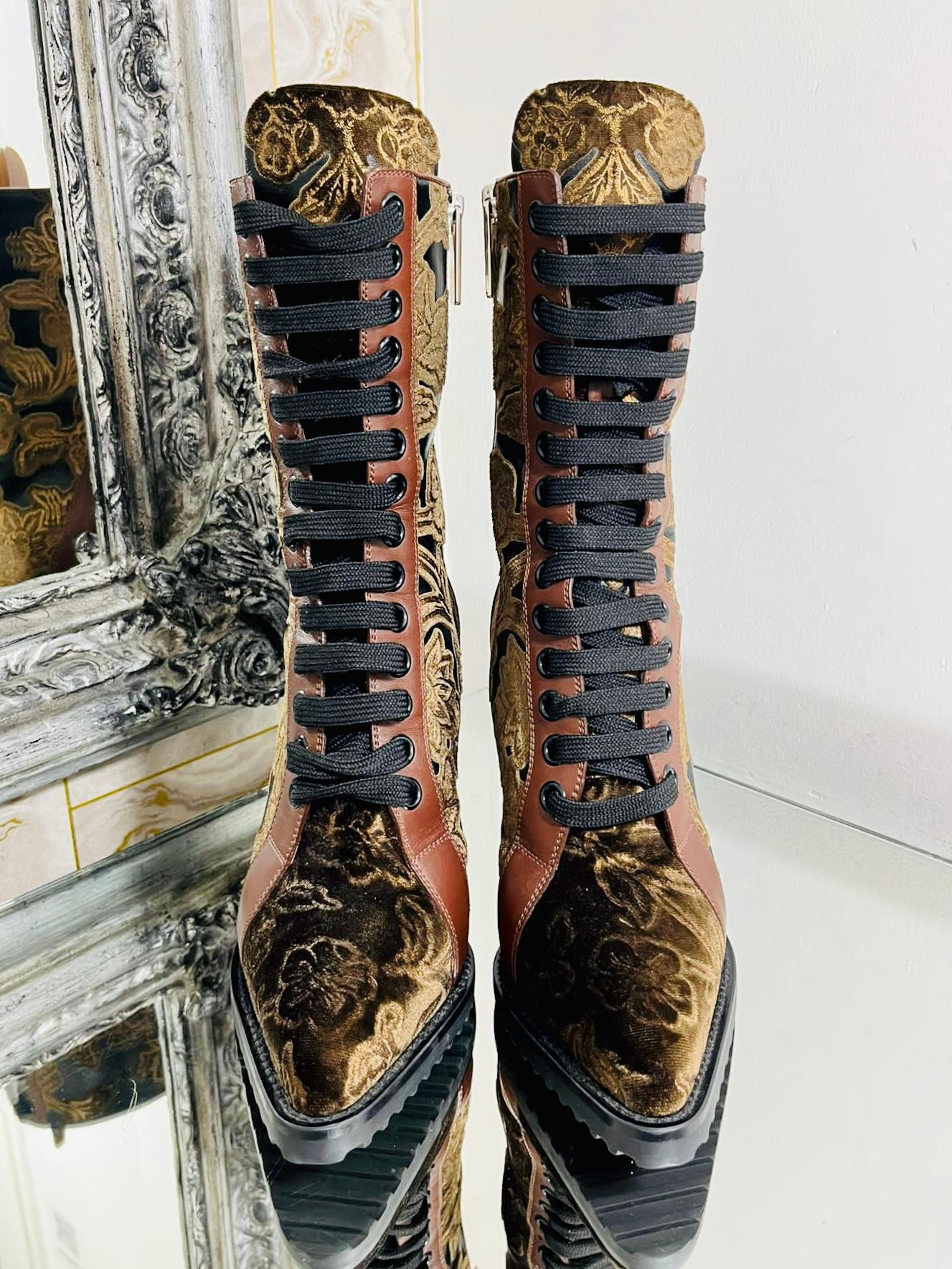 Black Chloe Rylee Brocade & Stud Ankle Boots For Sale