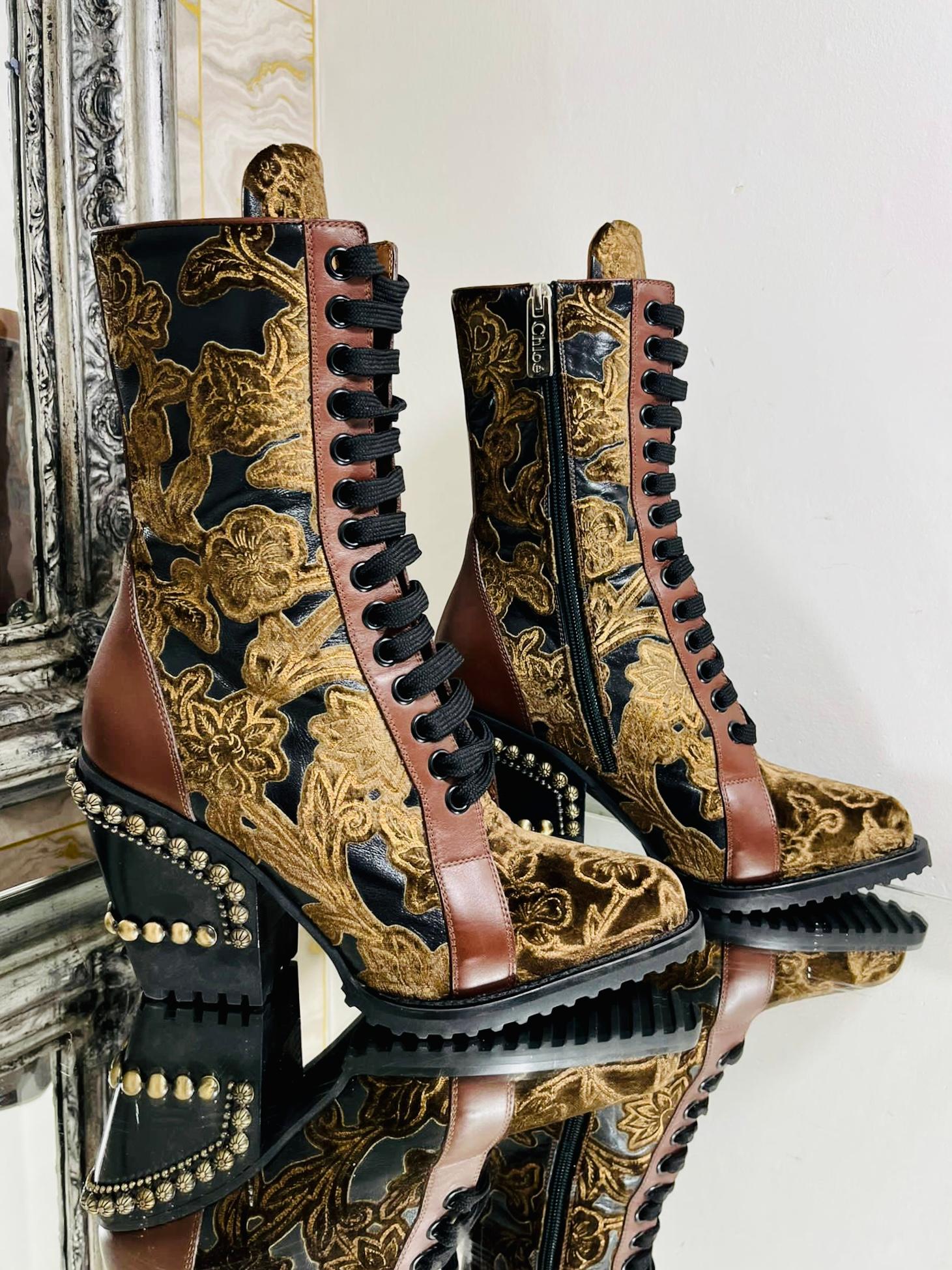 Women's Chloe Rylee Brocade & Stud Ankle Boots For Sale