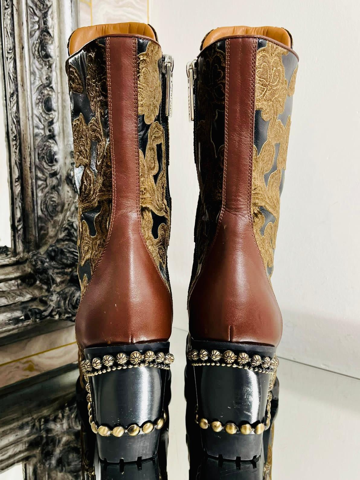 Chloe Rylee Brocade & Stud Ankle Boots For Sale 1
