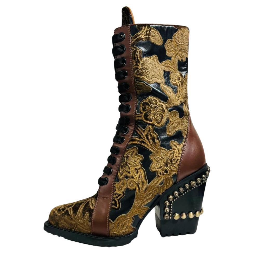 Chloe Rylee Brocade & Stud Ankle Boots For Sale