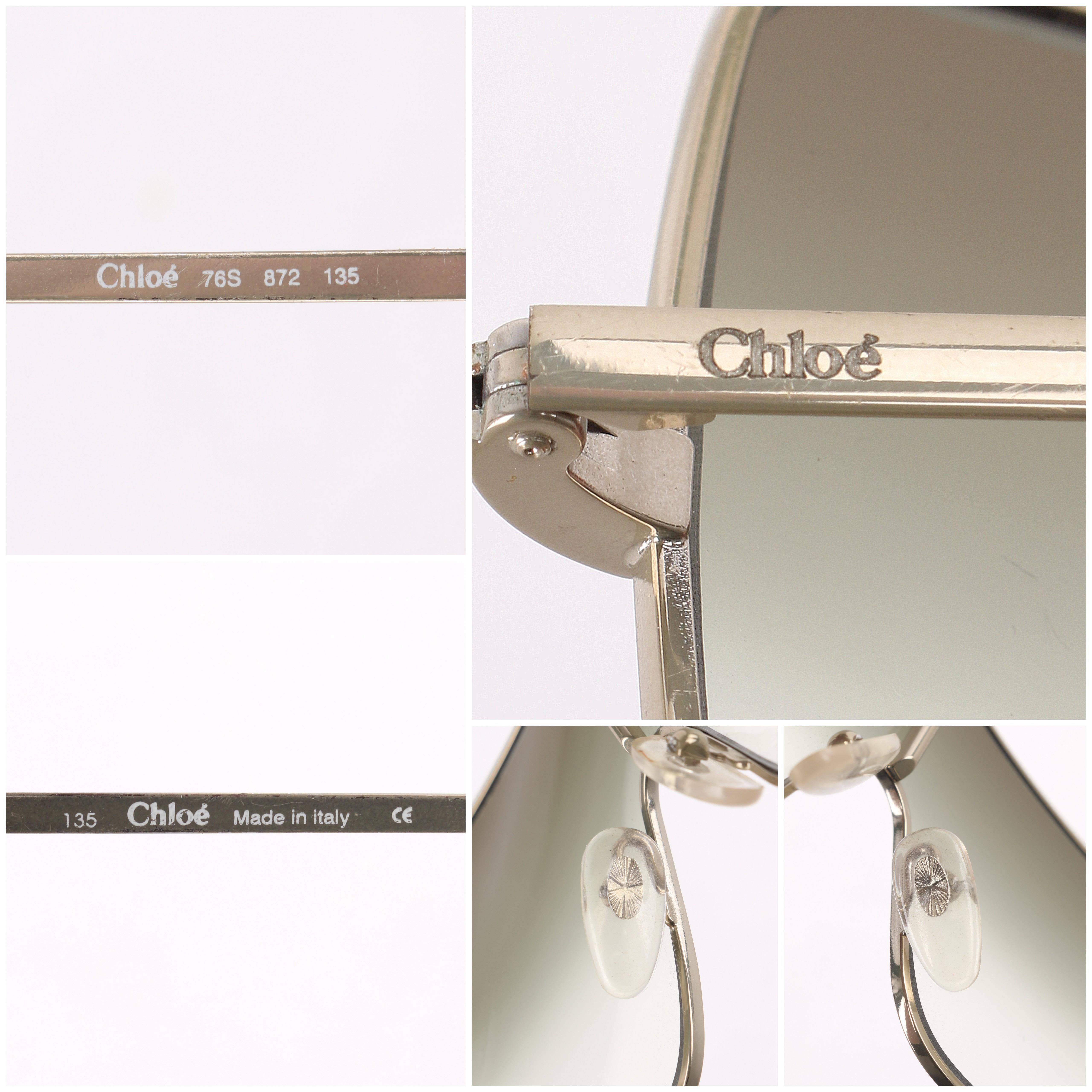 Stella McCartney für CHLOE S/S 2001, asymmetrische Shield-Sonnenbrille mit Drahtbügeln in Gold im Angebot 5