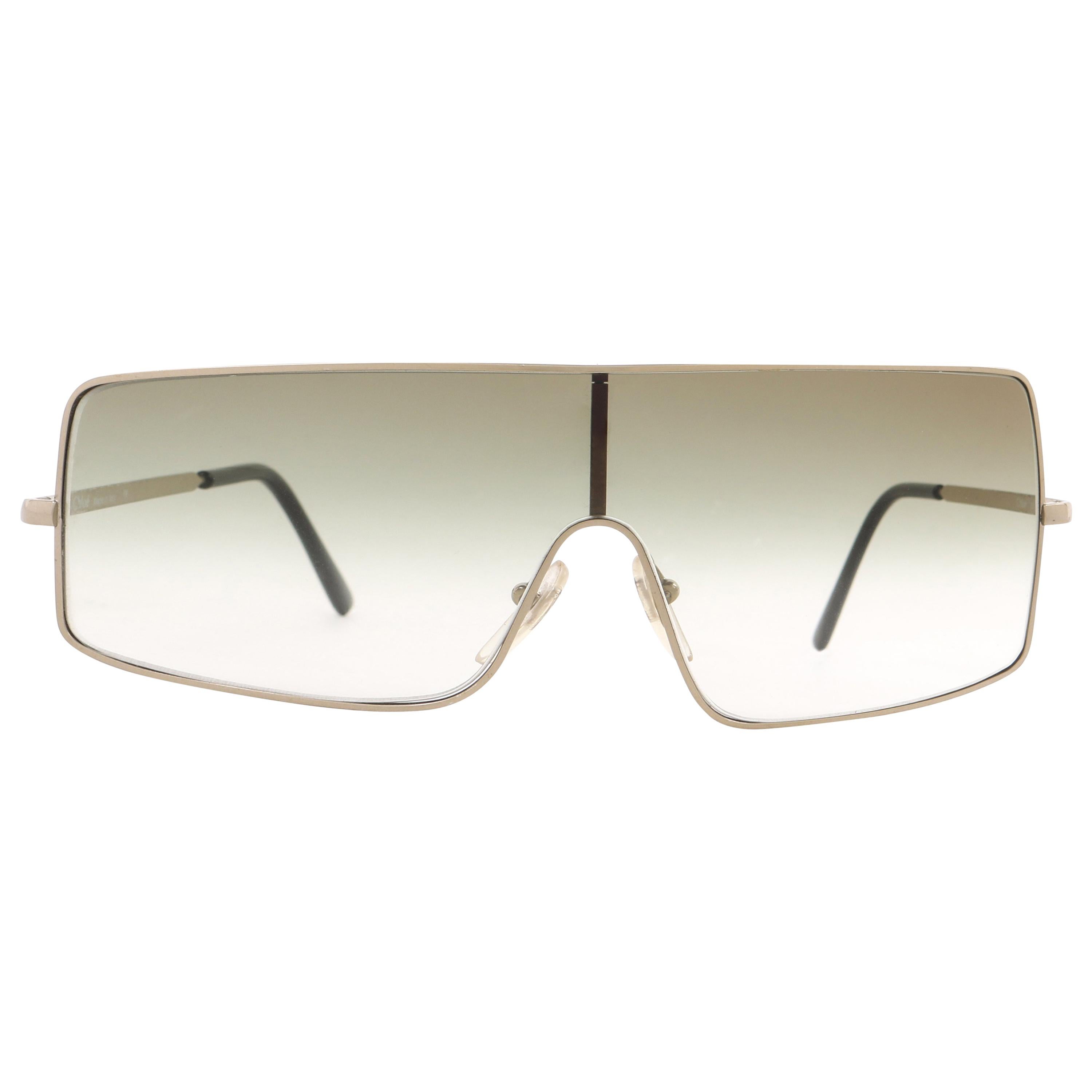 Lunettes de soleil asymétriques dorées à monture métallique avec écran CHLOE P/E 2001, Stella McCartney en vente