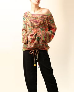 Chloe S/S 2016 oversized chunky knit knitted orange rainbow slouch sweater